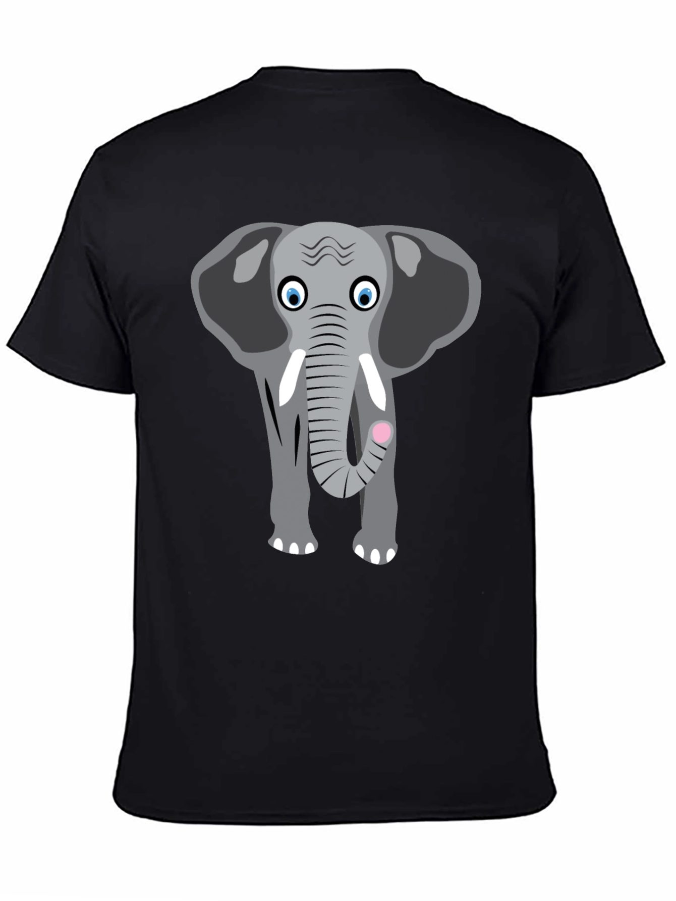 Elephant Graphic Tee - Cute Animal Design Black T-Shirt