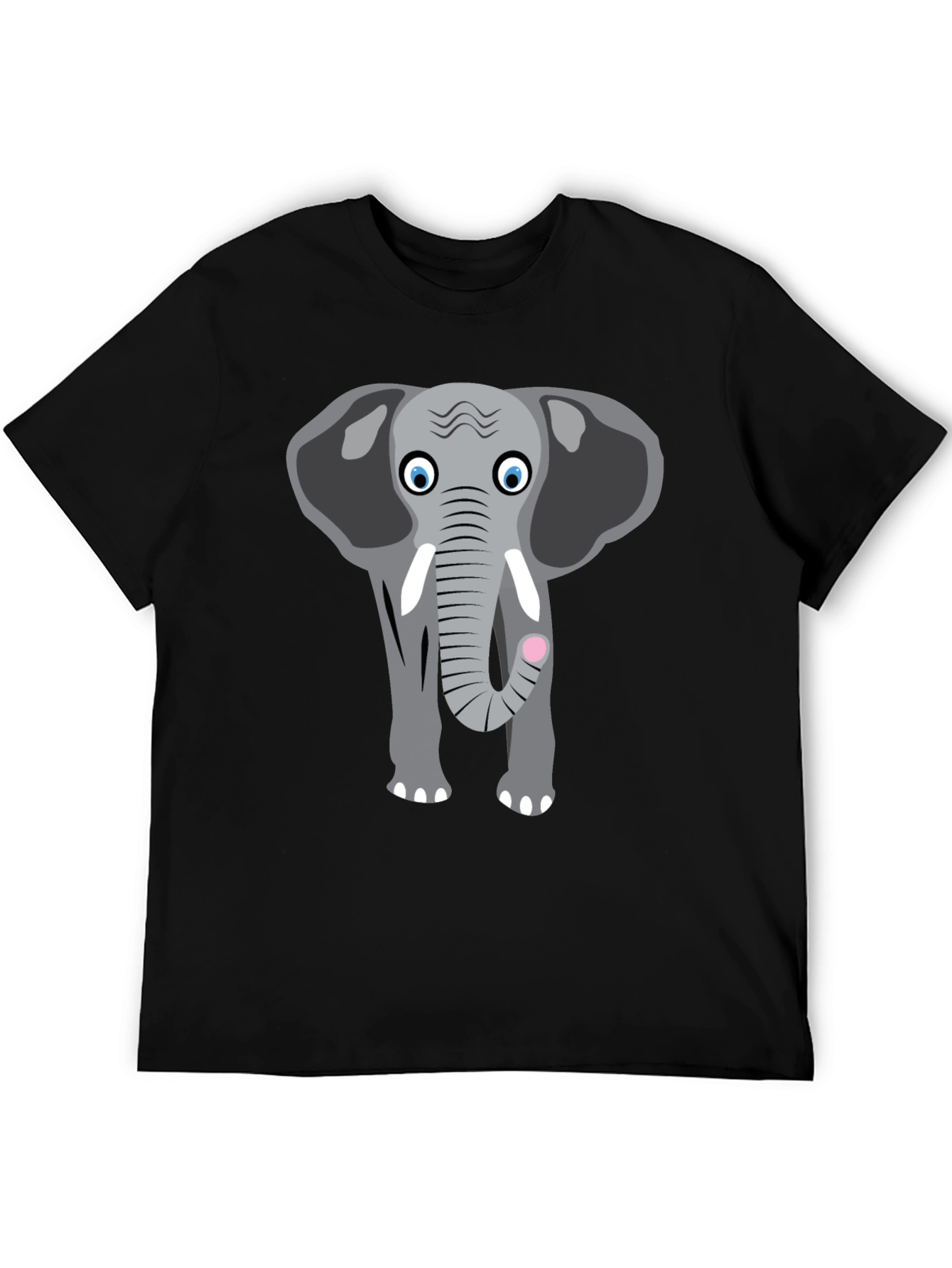 Elephant Graphic Tee - Cute Animal Design Black T-Shirt