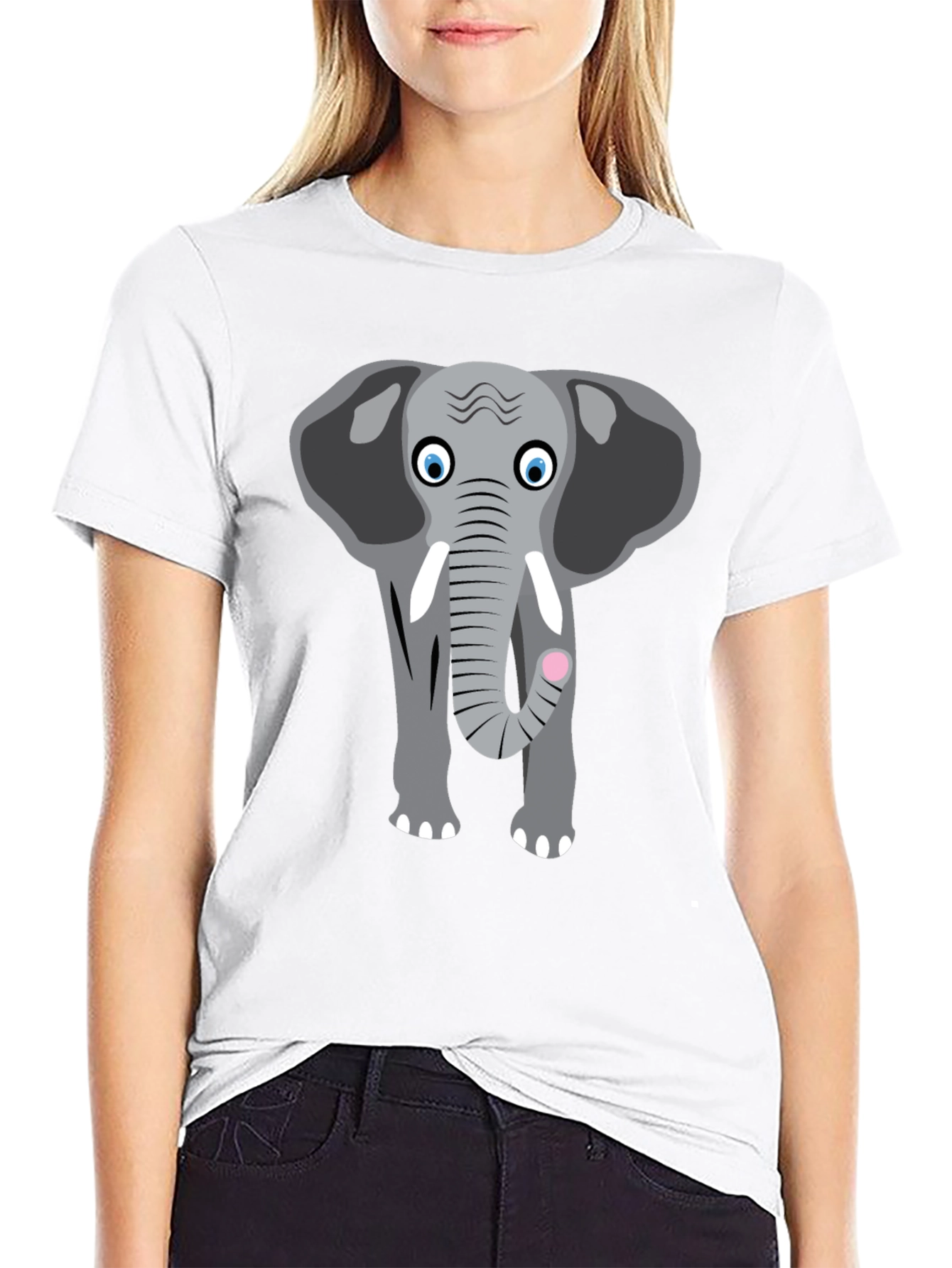 Elephant Graphic Tee - Cute Animal Design Black T-Shirt