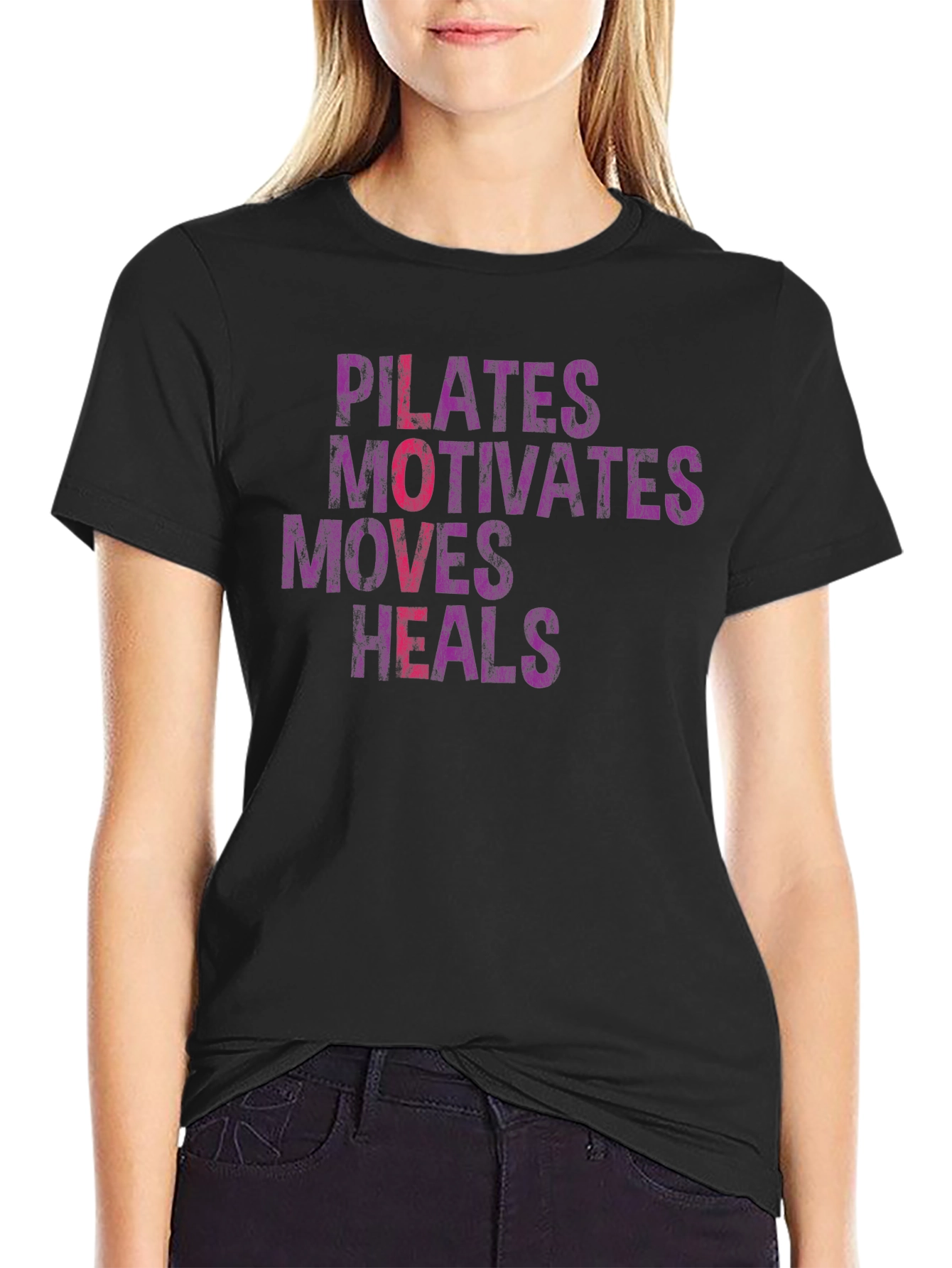 Pilates Motivates Moves Heals Graphic Tee