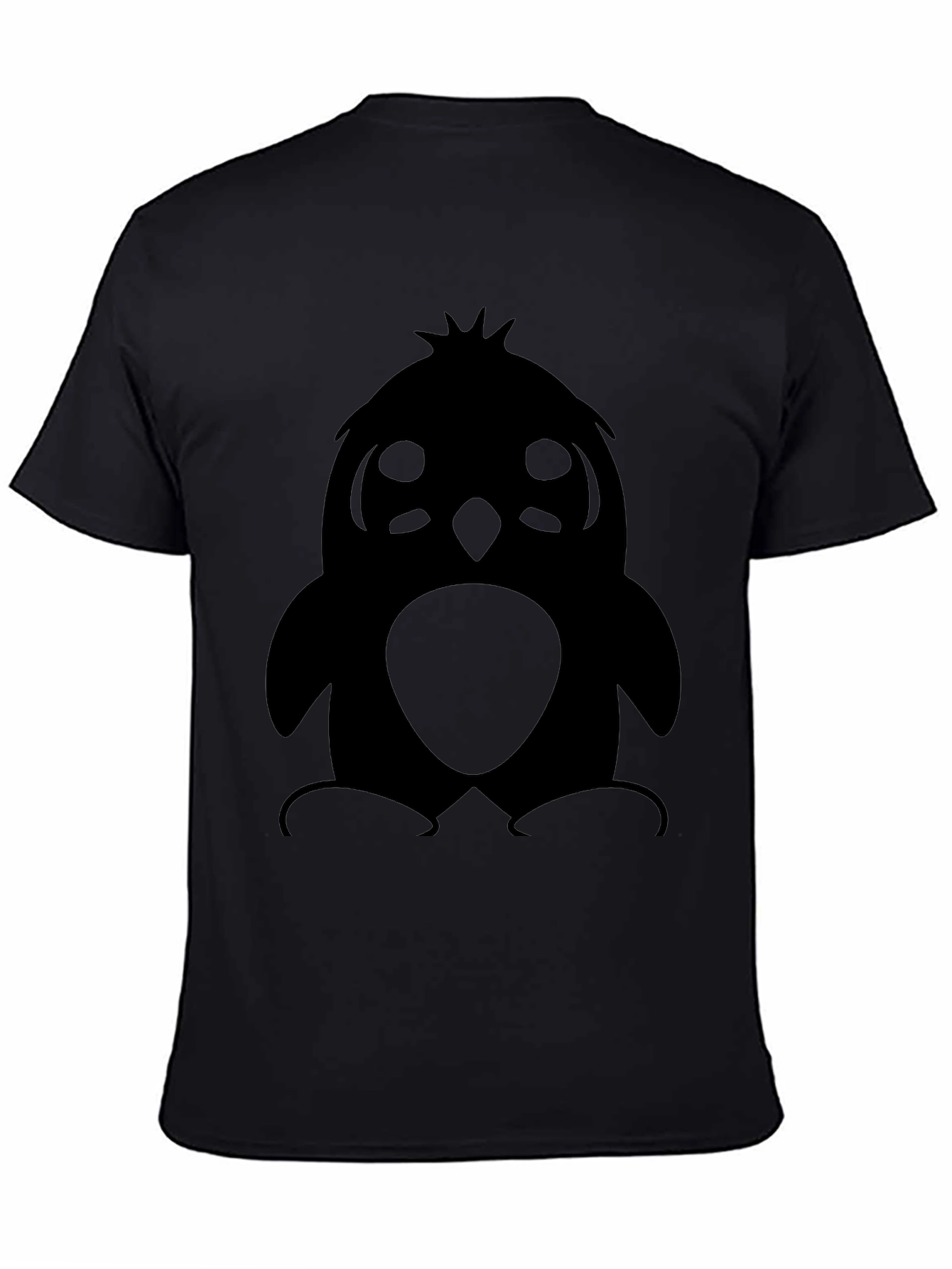 Cute Penguin Graphic Print T-Shirt - Black