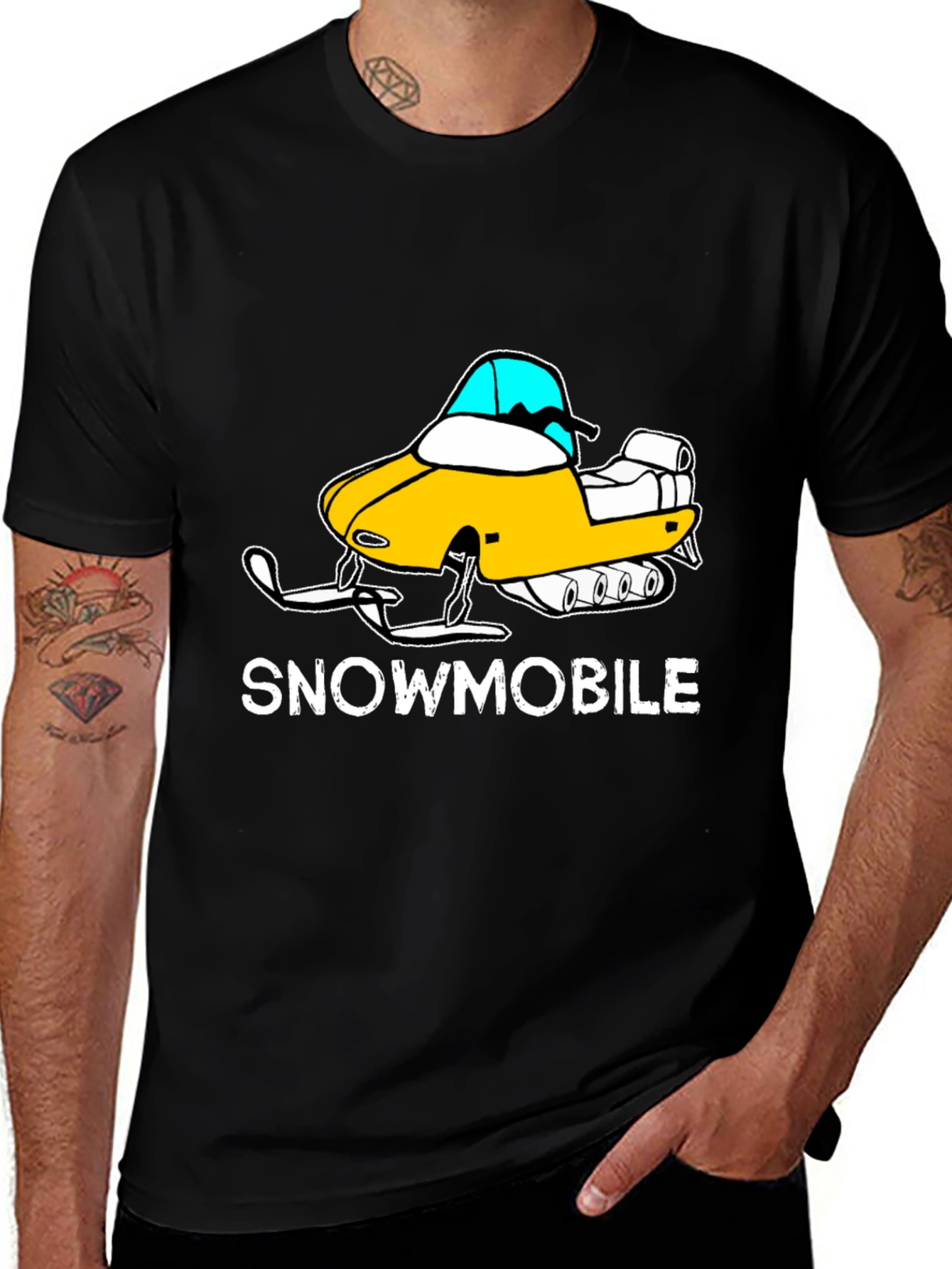 Snowmobile Graphic T-Shirt - Black Cotton Tee