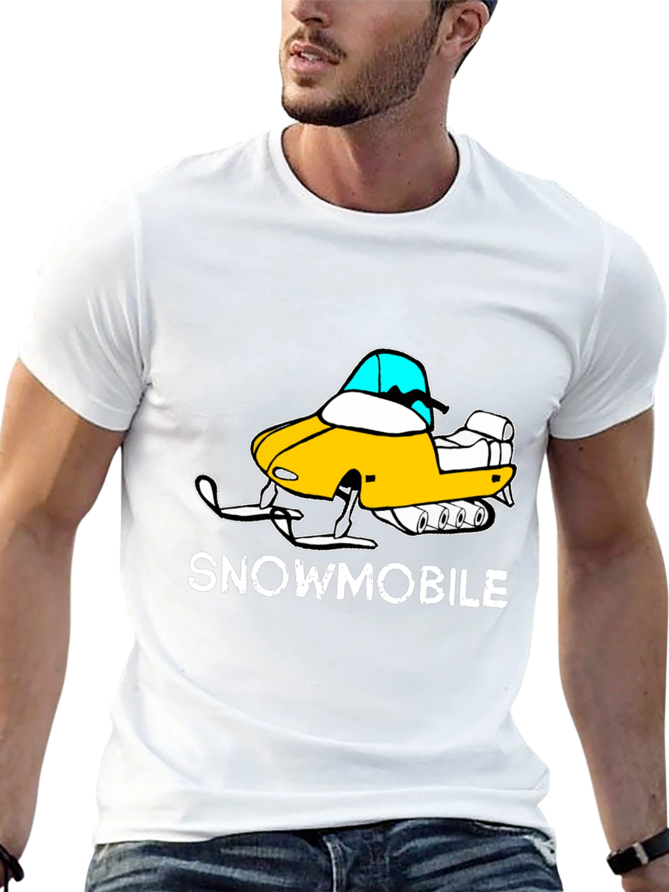 Snowmobile Graphic T-Shirt - Black Cotton Tee