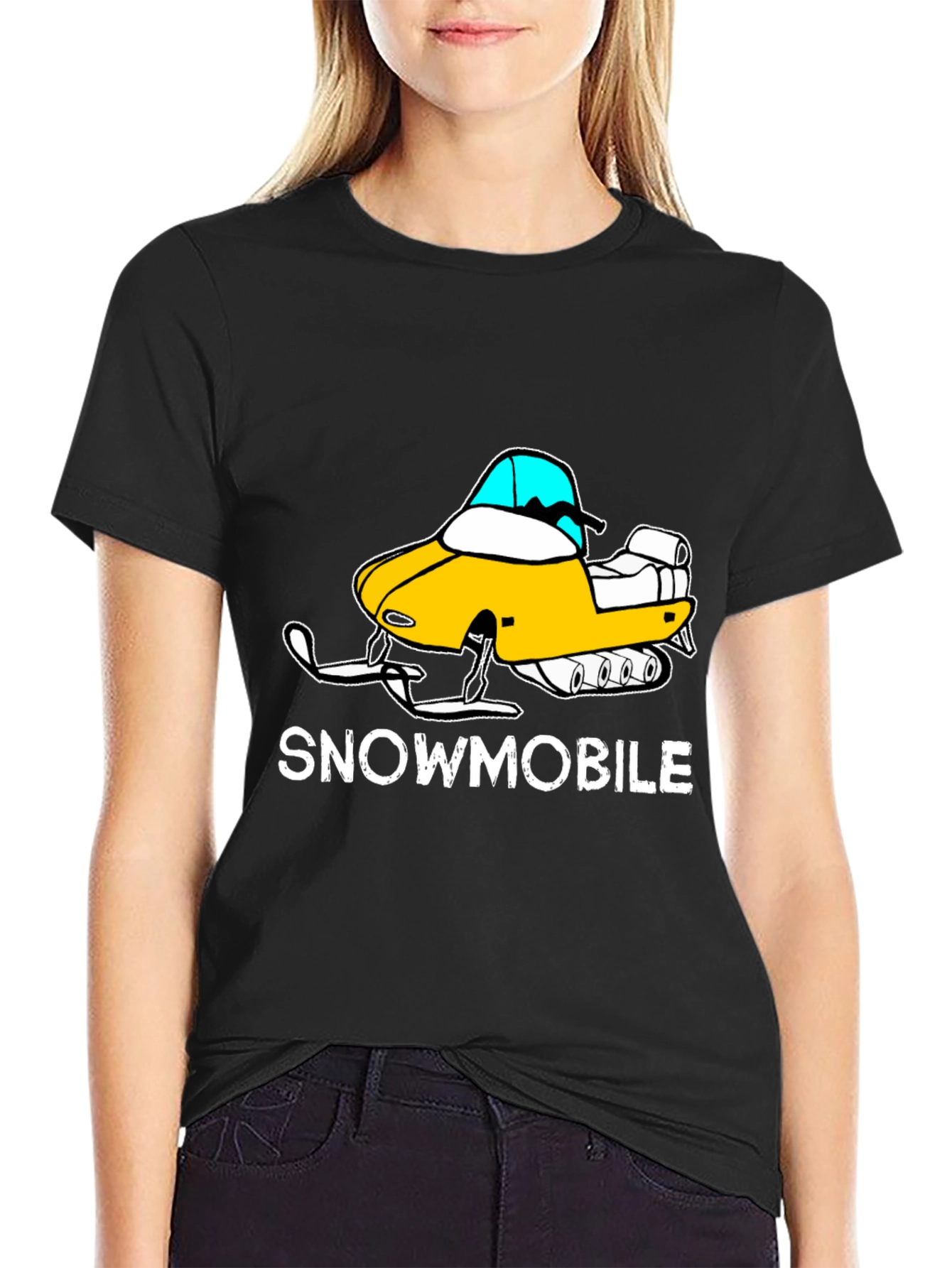 Snowmobile Graphic T-Shirt - Black Cotton Tee