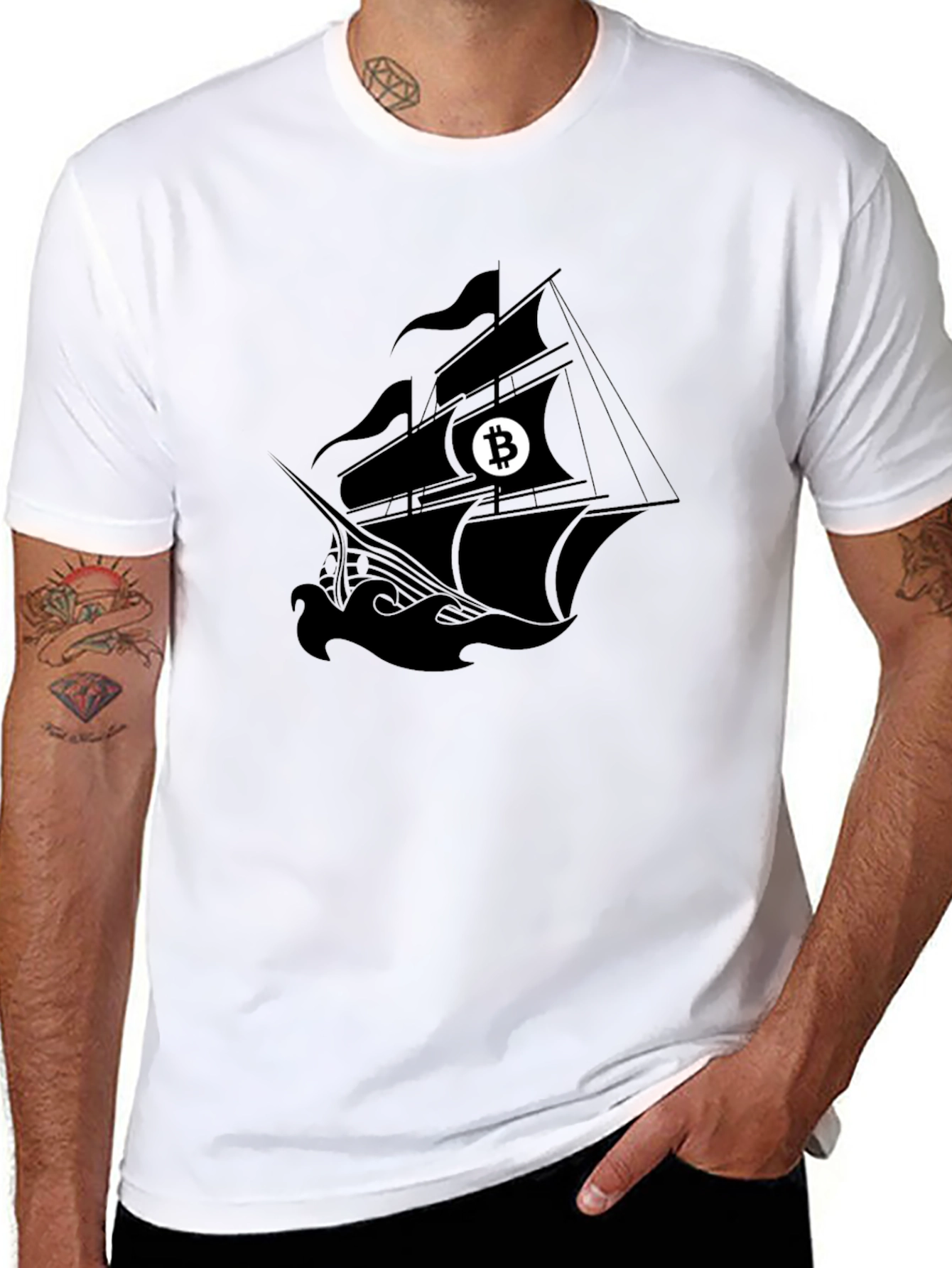 Bitcoin Pirate Ship Black T-Shirt