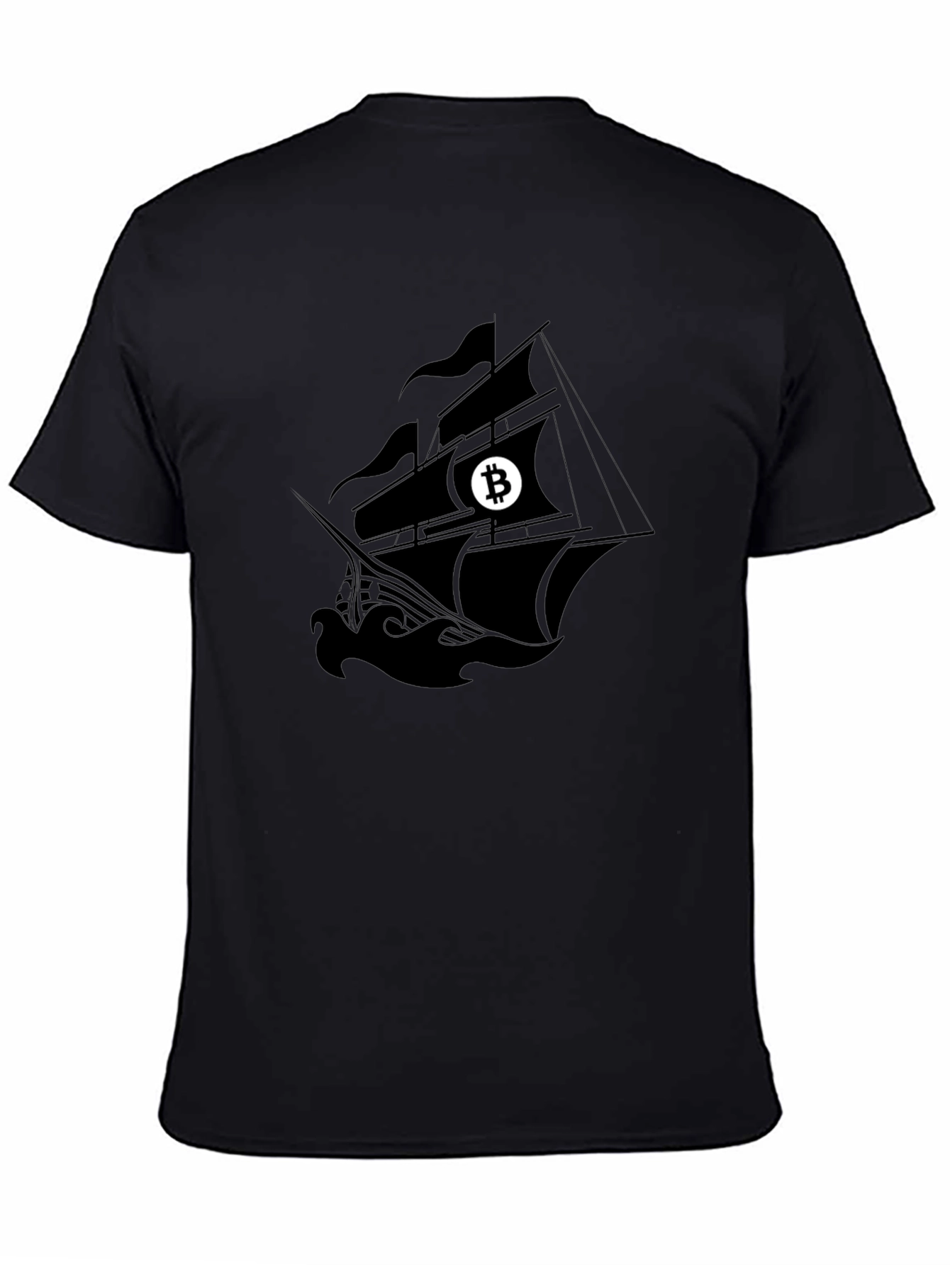 Bitcoin Pirate Ship Black T-Shirt