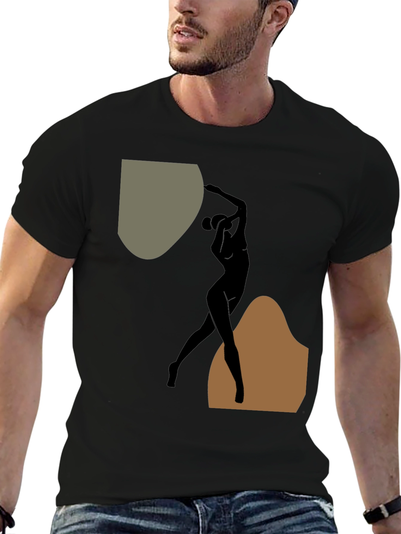Abstract Silhouette Graphic Black T-Shirt