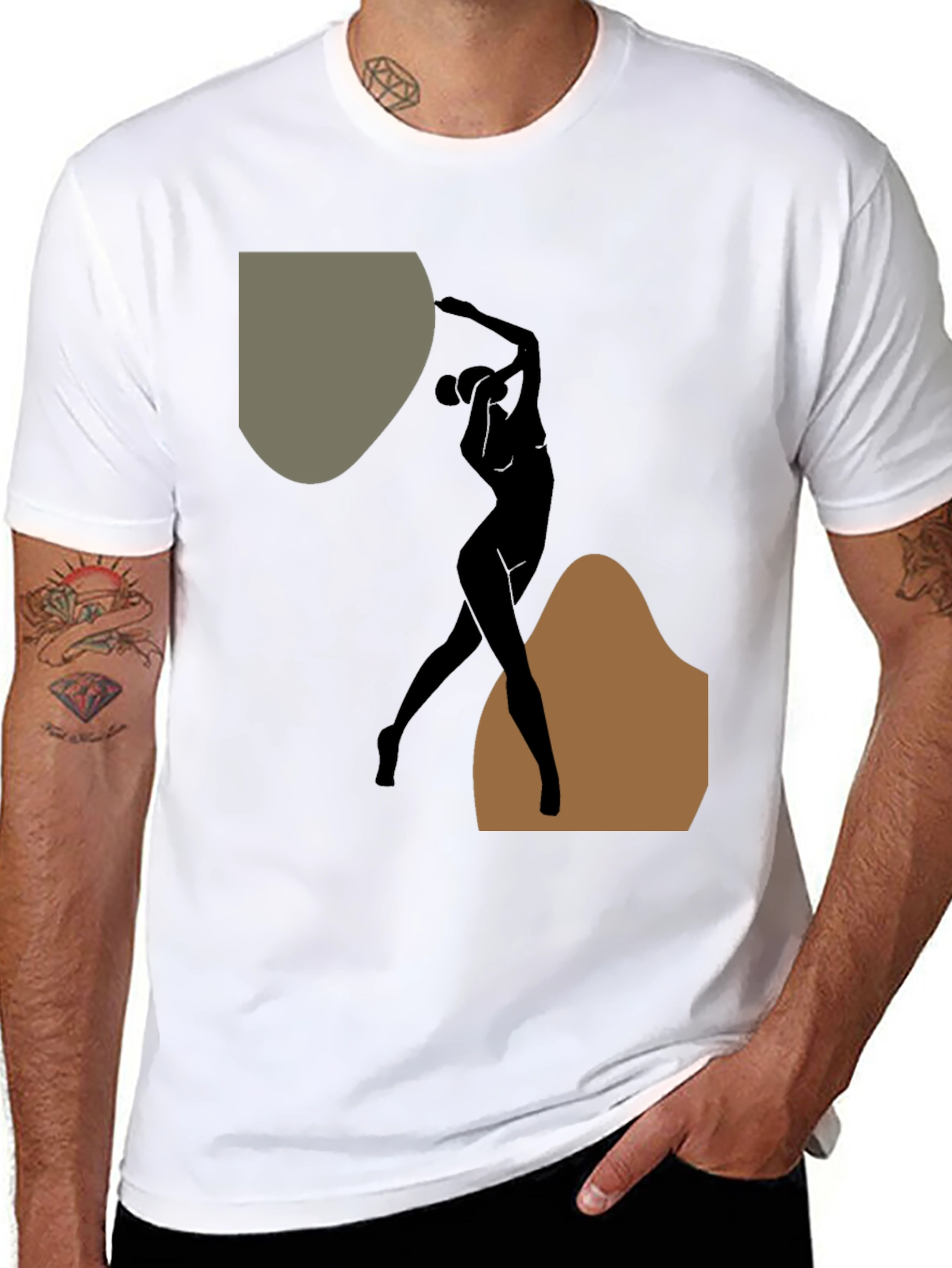 Abstract Silhouette Graphic Black T-Shirt