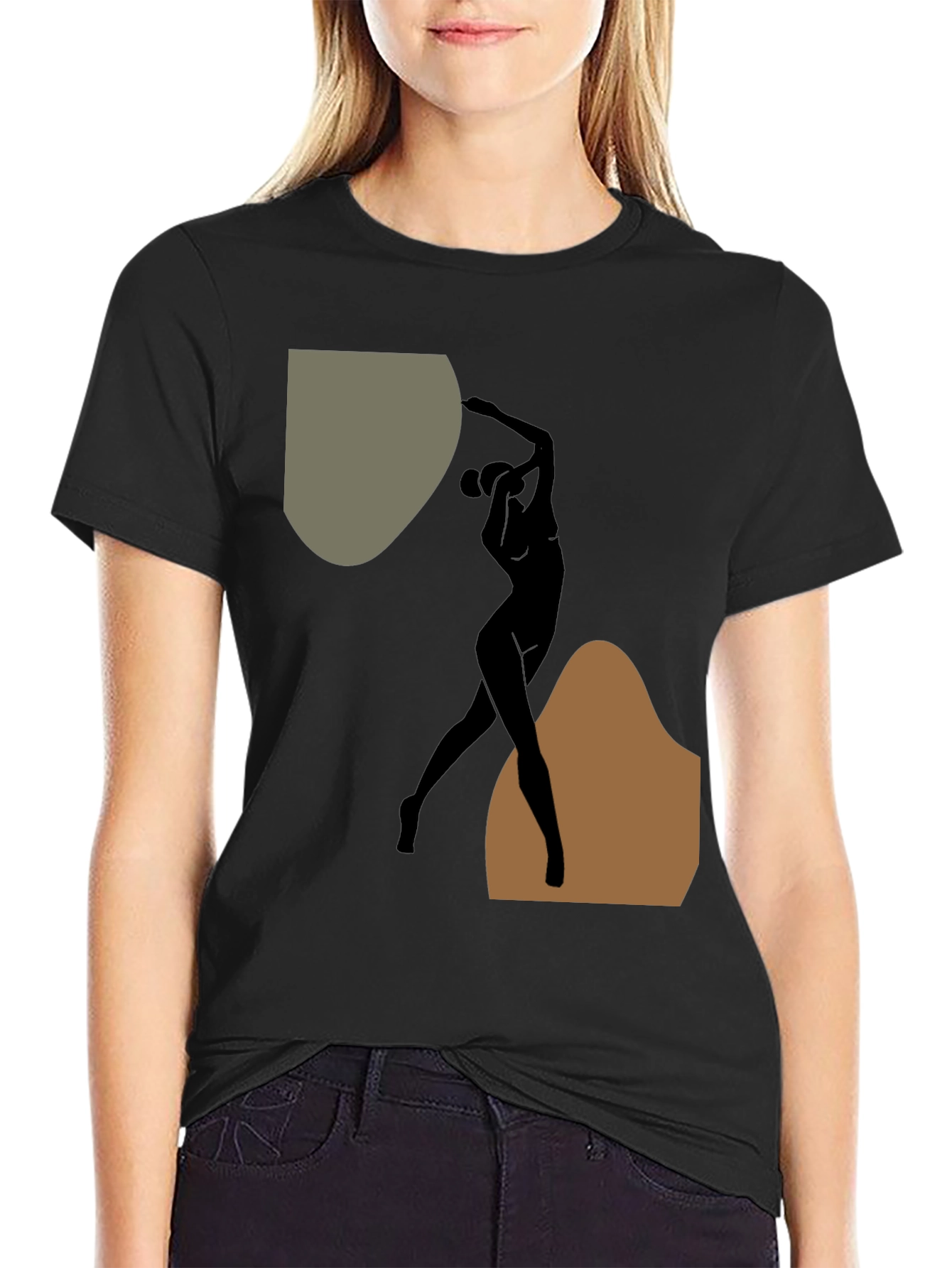 Abstract Silhouette Graphic Black T-Shirt