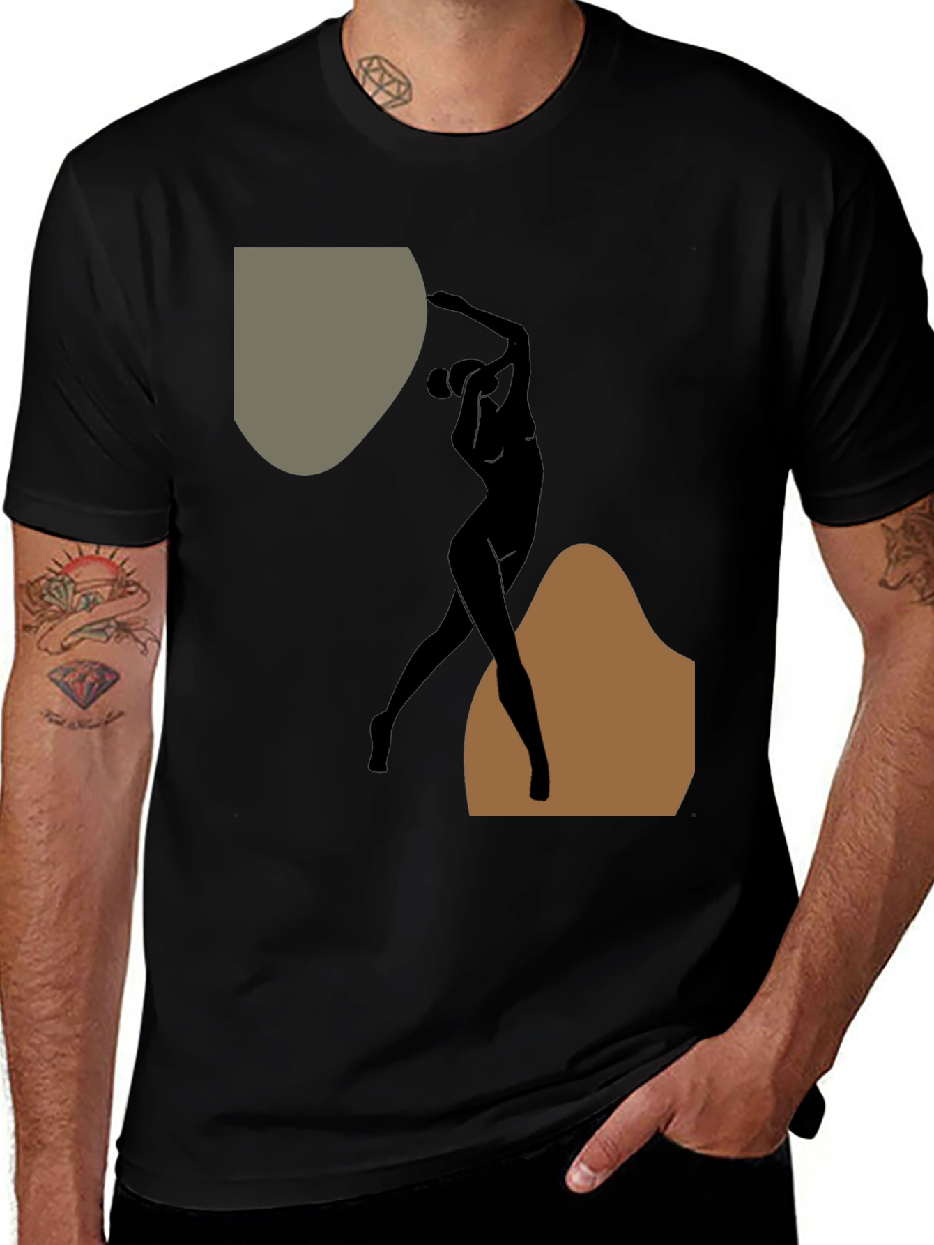 Abstract Silhouette Graphic Black T-Shirt