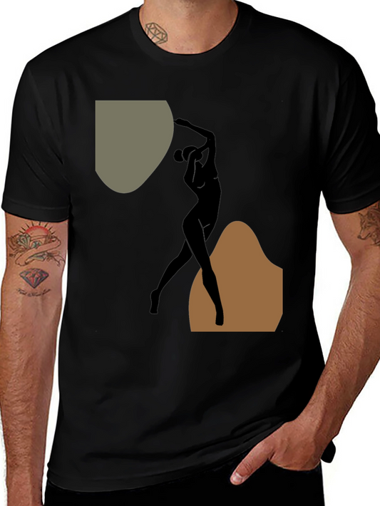 Abstract Silhouette Graphic Black T-Shirt