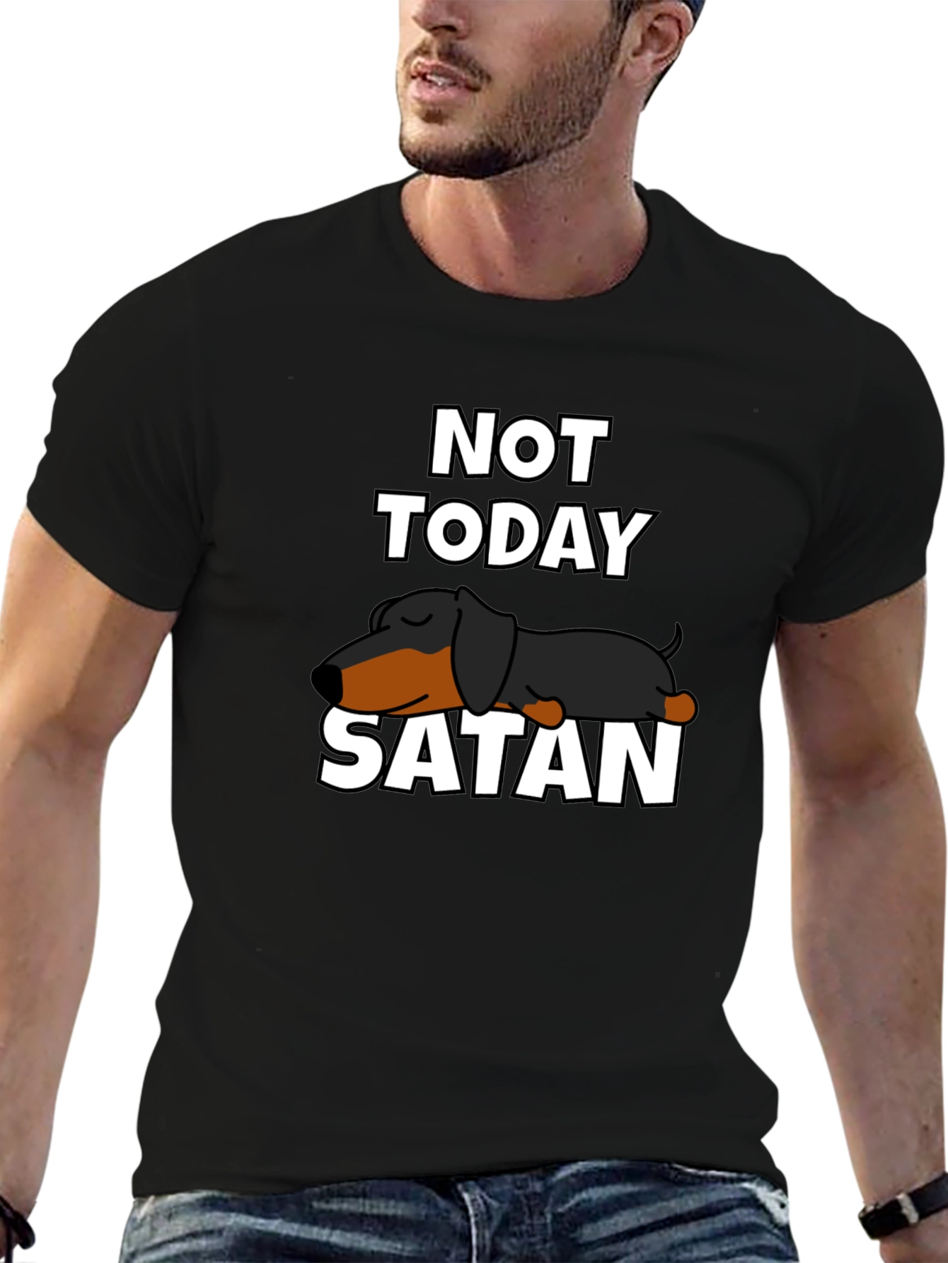 Not Today Satan Dachshund Graphic Tee