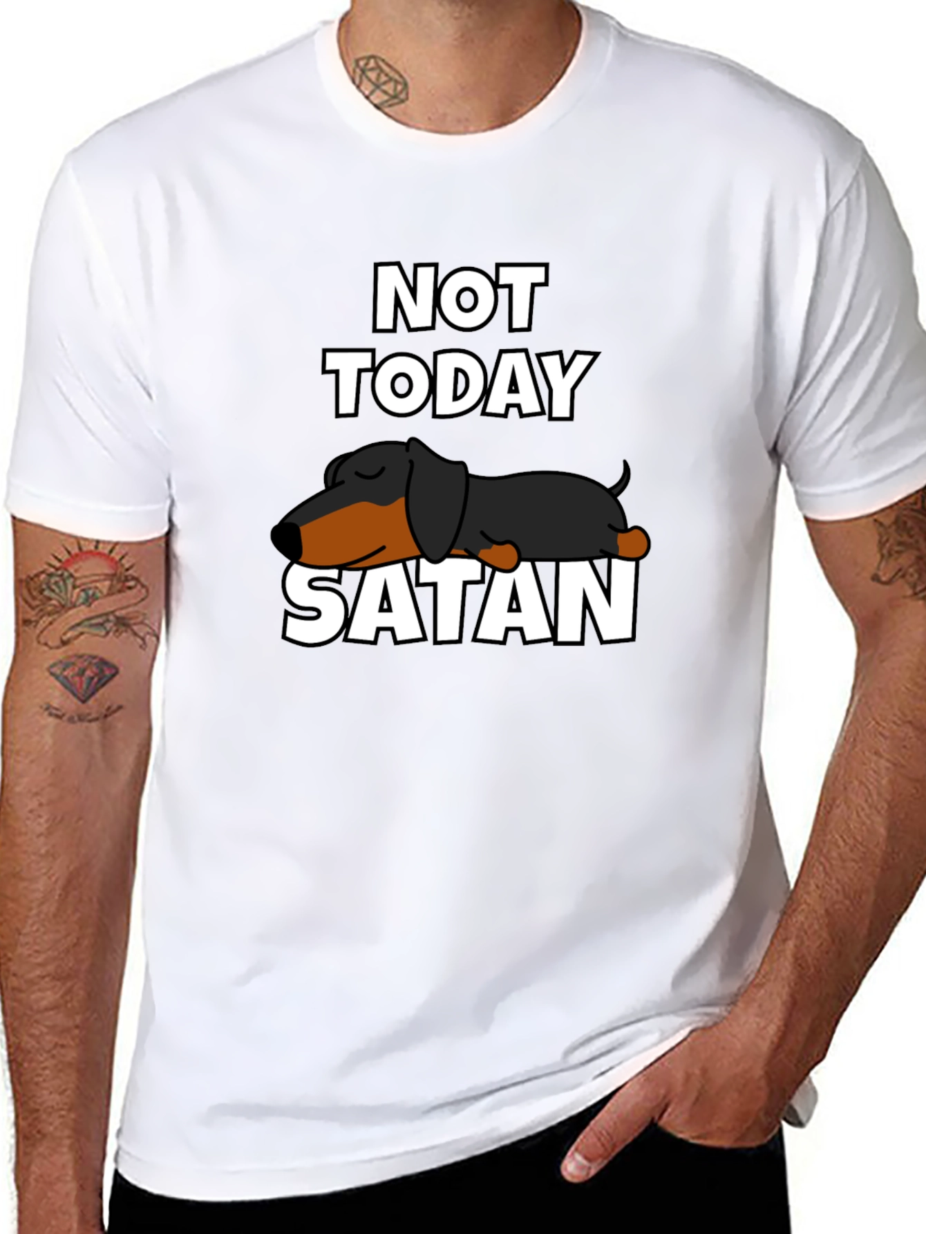 Not Today Satan Dachshund Graphic Tee
