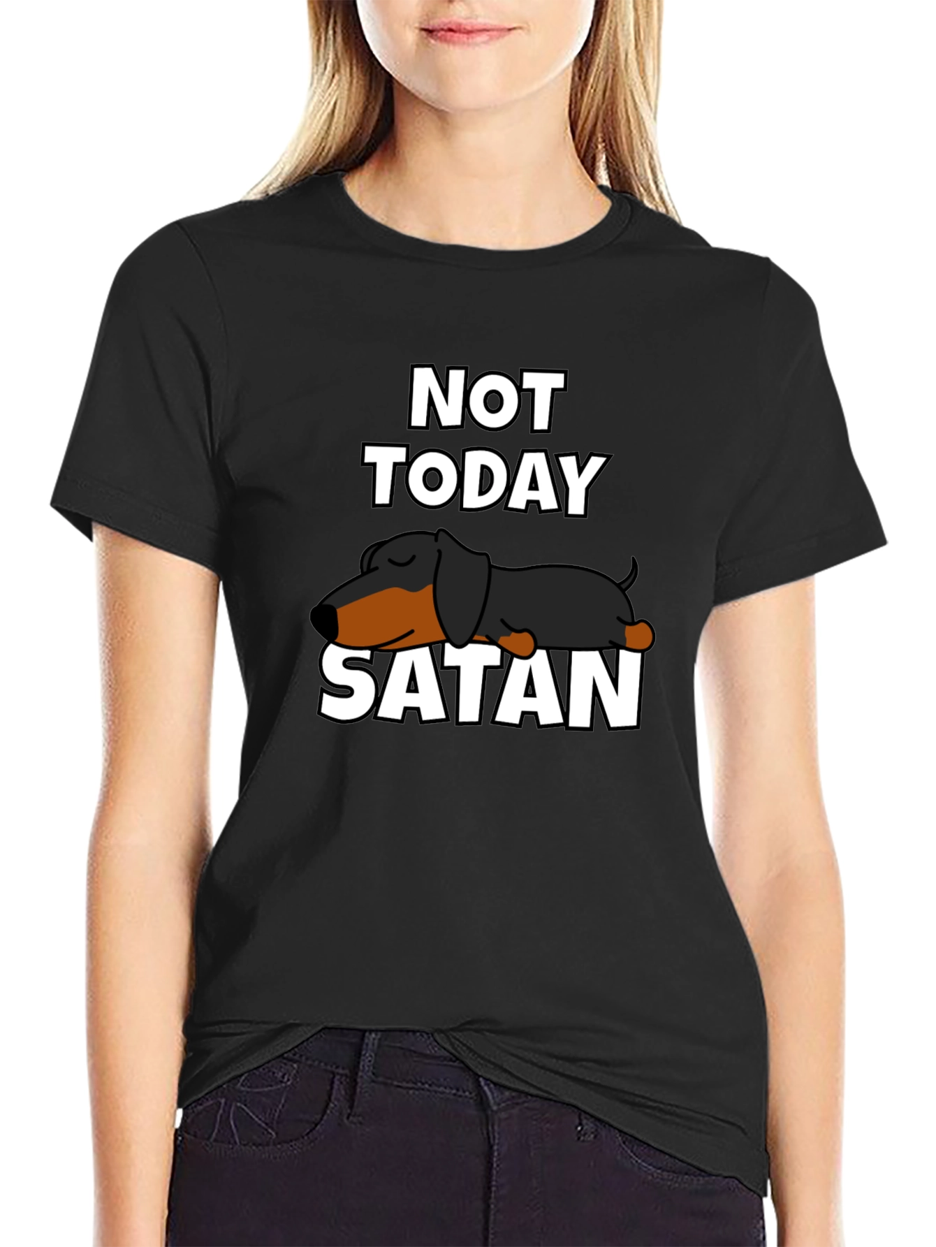 Not Today Satan Dachshund Graphic Tee