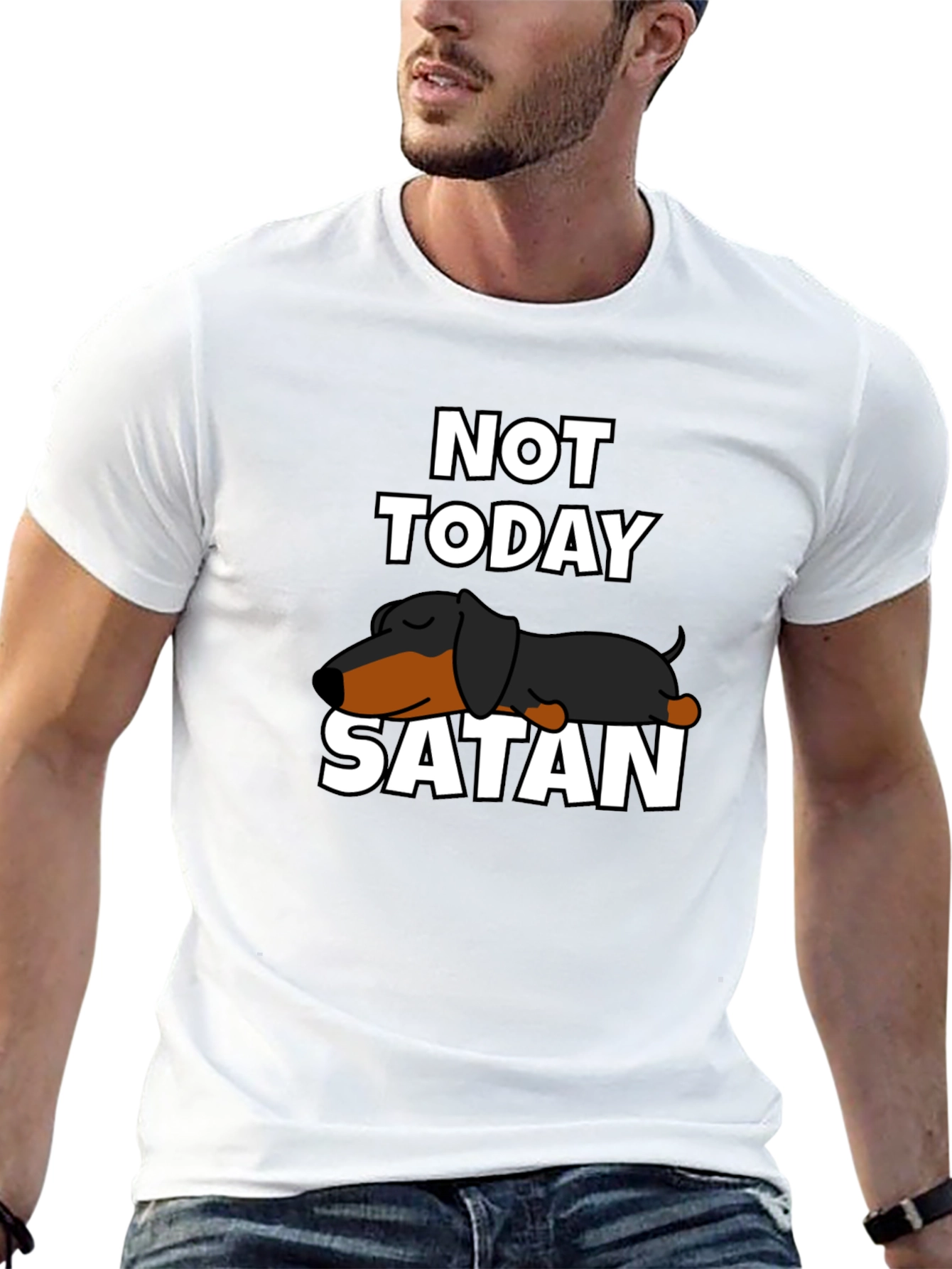 Not Today Satan Dachshund Graphic Tee