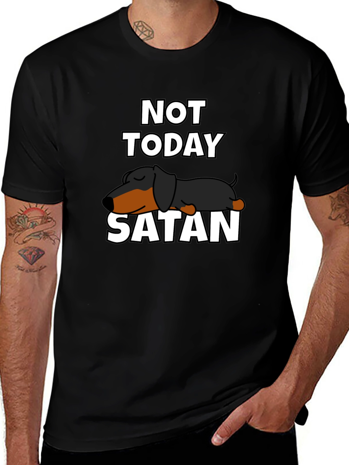 Not Today Satan Dachshund Graphic Tee