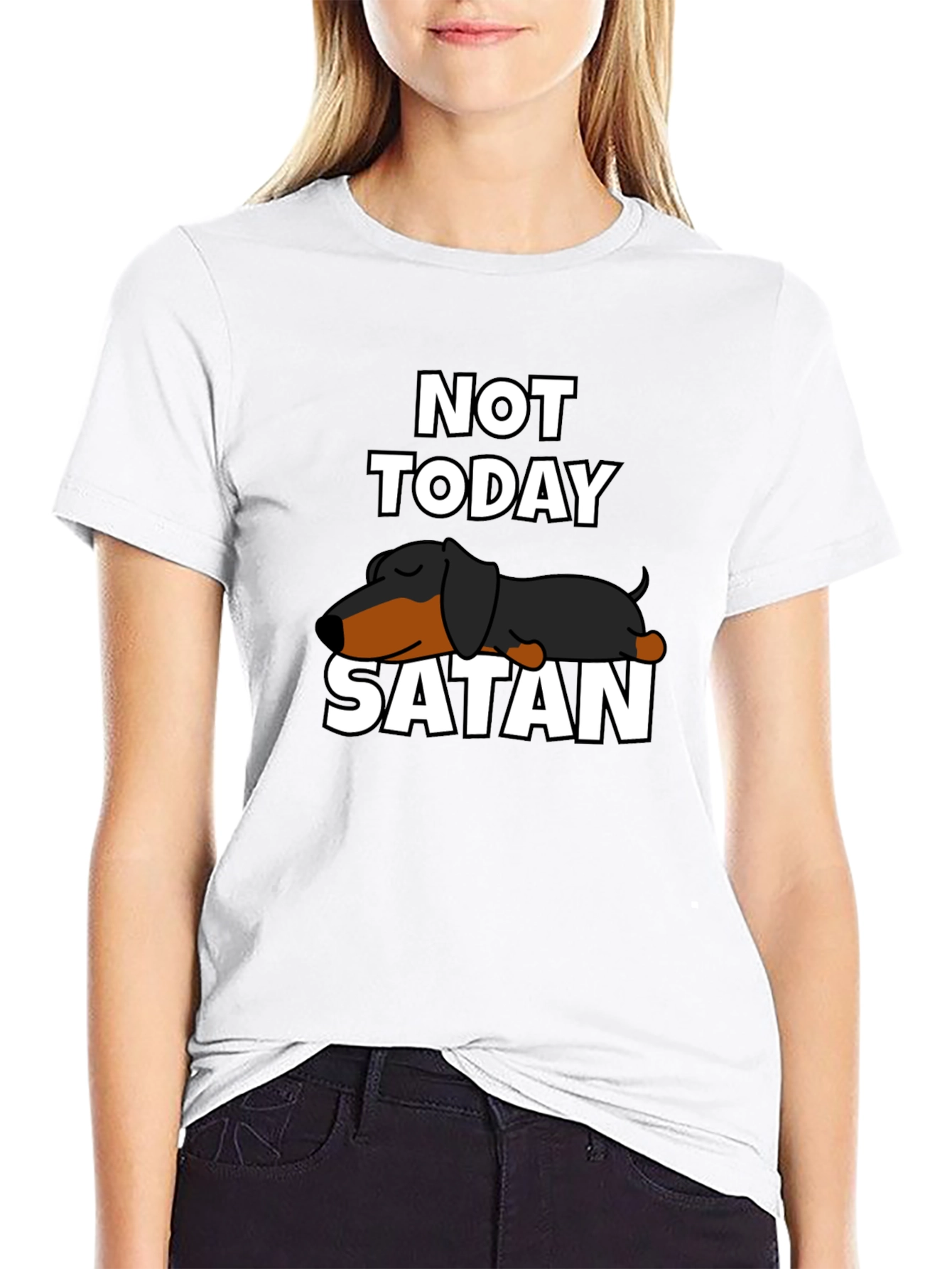 Not Today Satan Dachshund Graphic Tee
