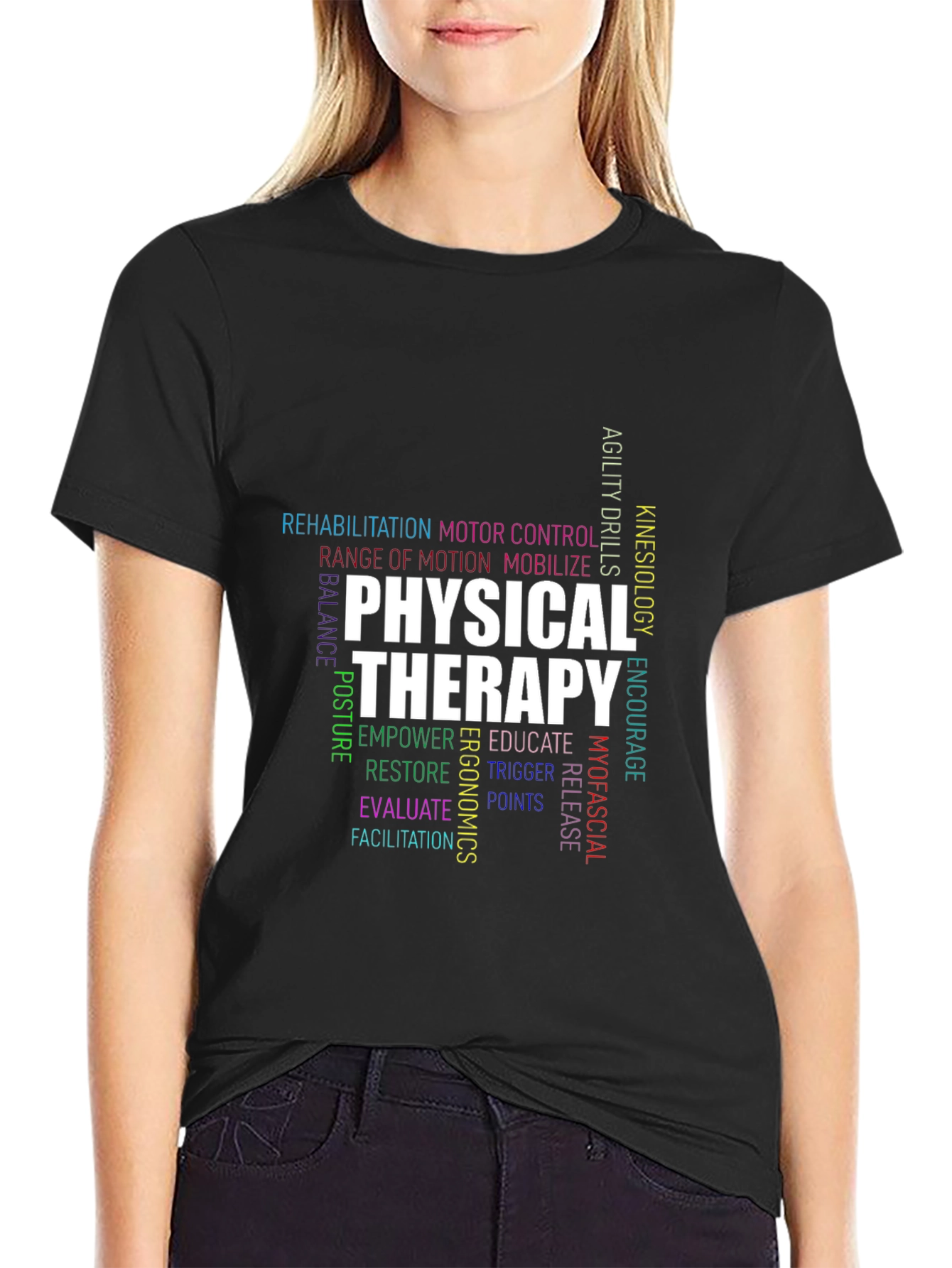 Physical Therapy Word Cloud Graphic T-Shirt