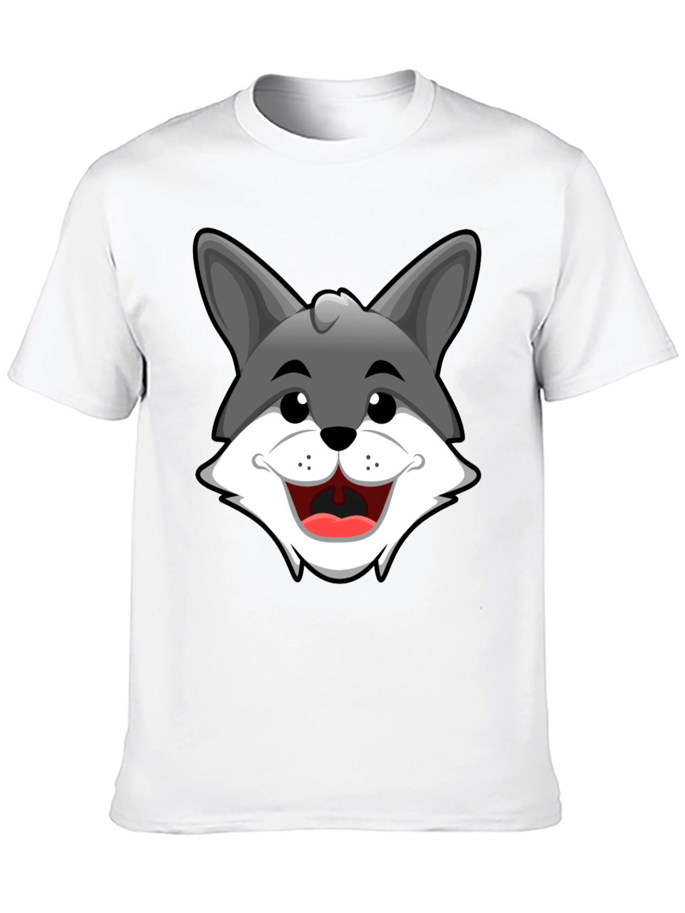 Cartoon Wolf Graphic T-Shirt - Black Cotton Tee