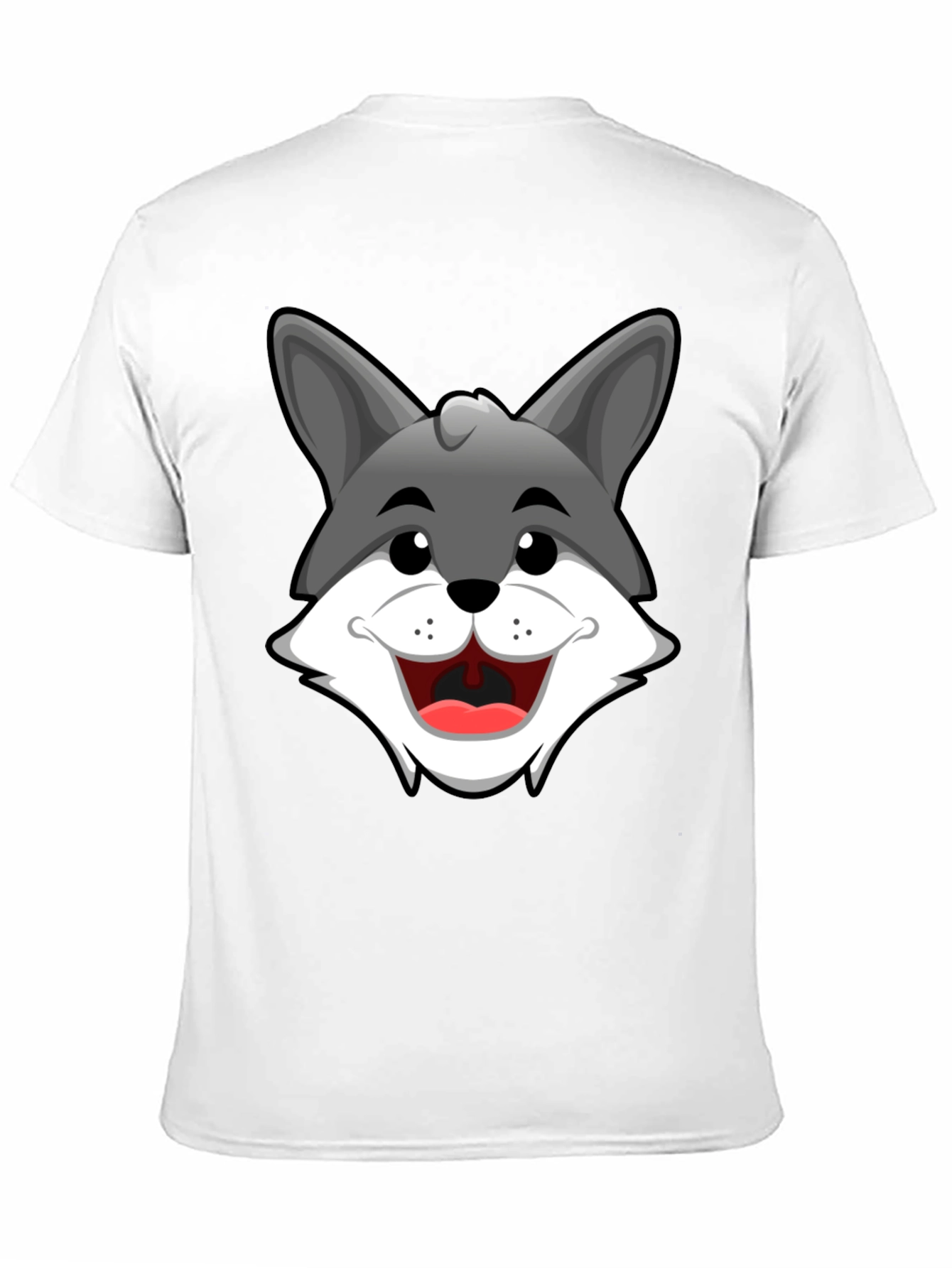 Cartoon Wolf Graphic T-Shirt - Black Cotton Tee