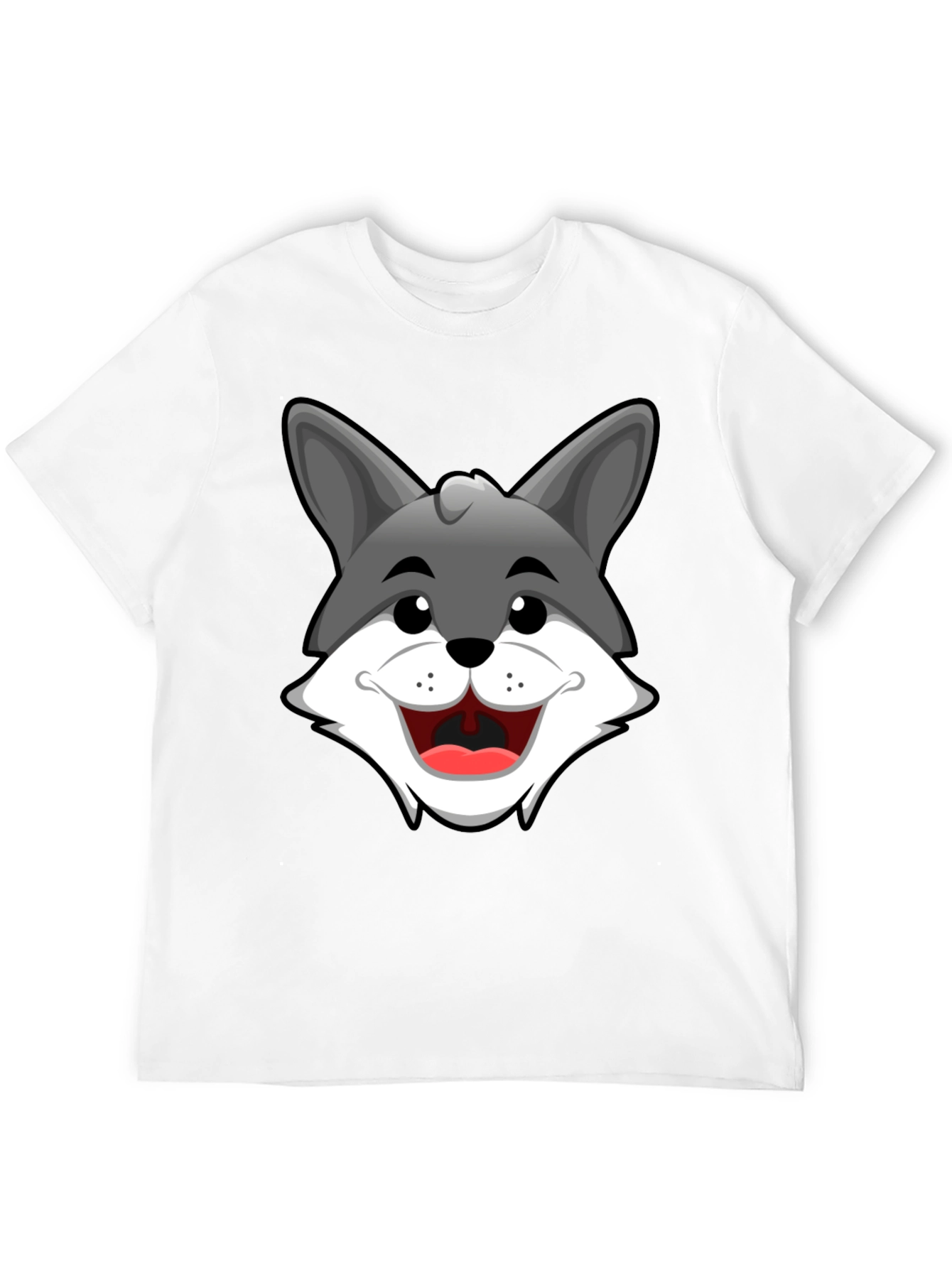 Cartoon Wolf Graphic T-Shirt - Black Cotton Tee