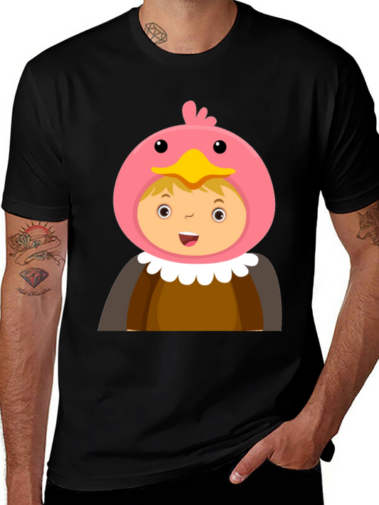 Cartoon Character T-Shirt Bird Costume Design Black Cotton Tee