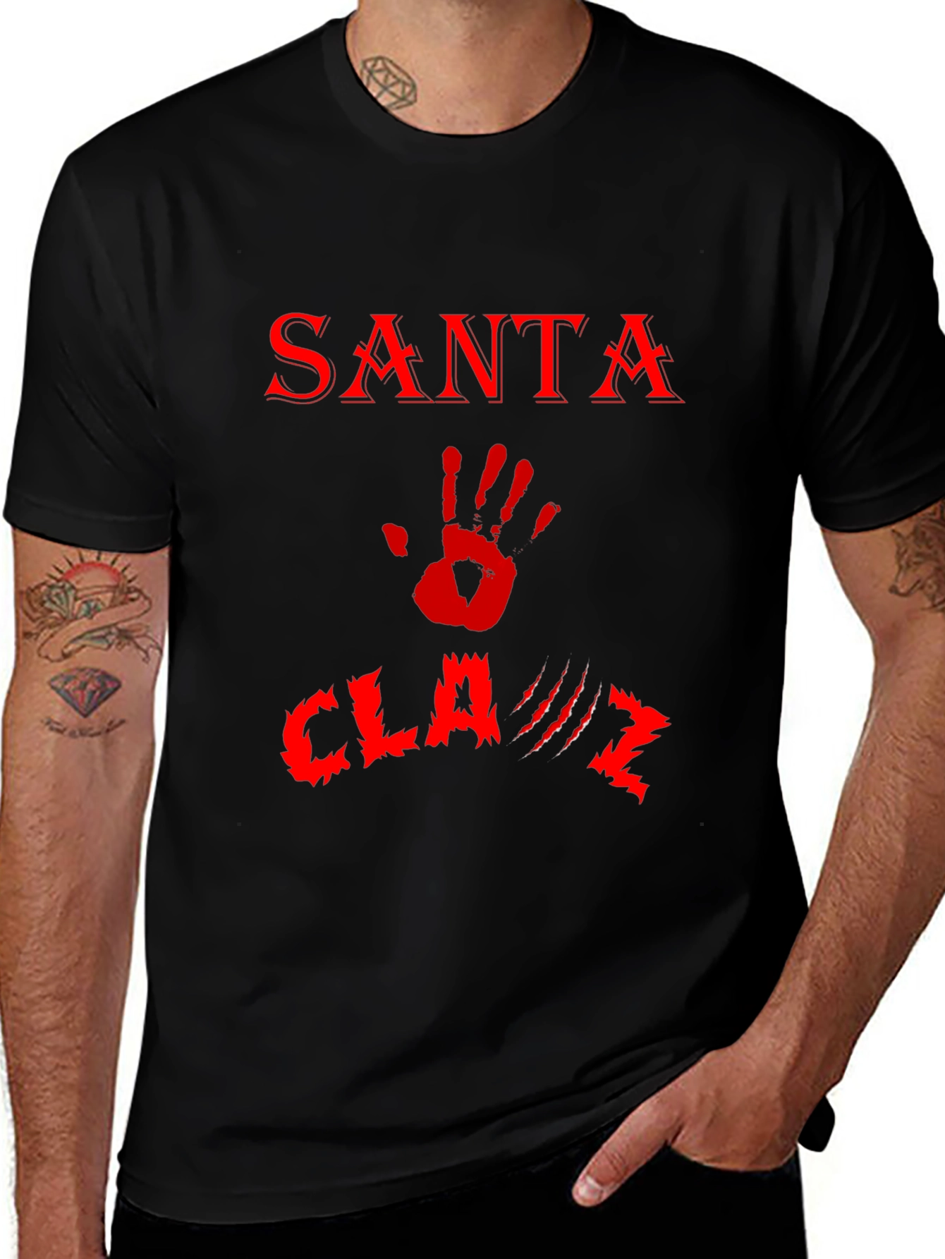 Santa Claws T-Shirt - Red Print