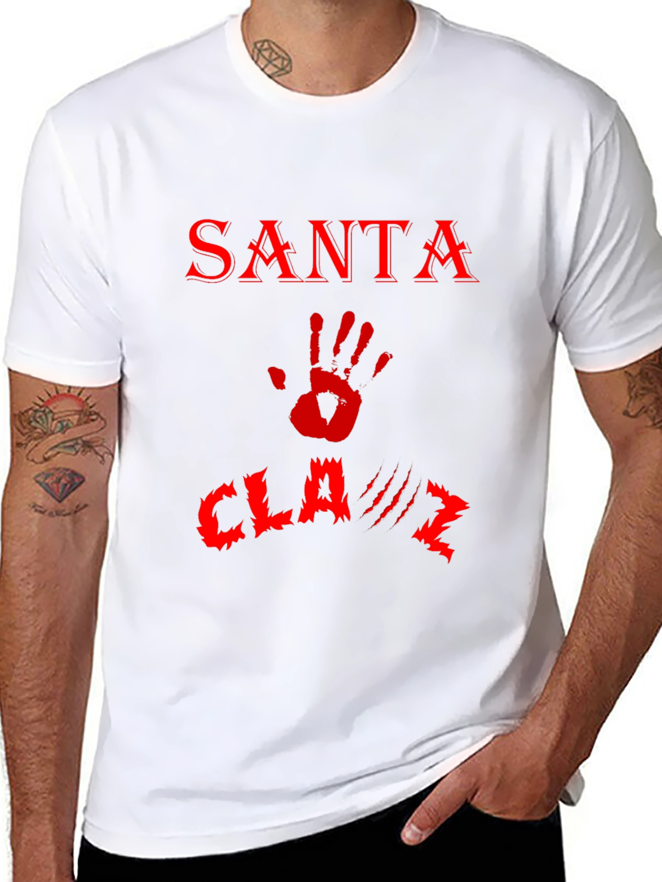 Santa Claws T-Shirt - Red Print