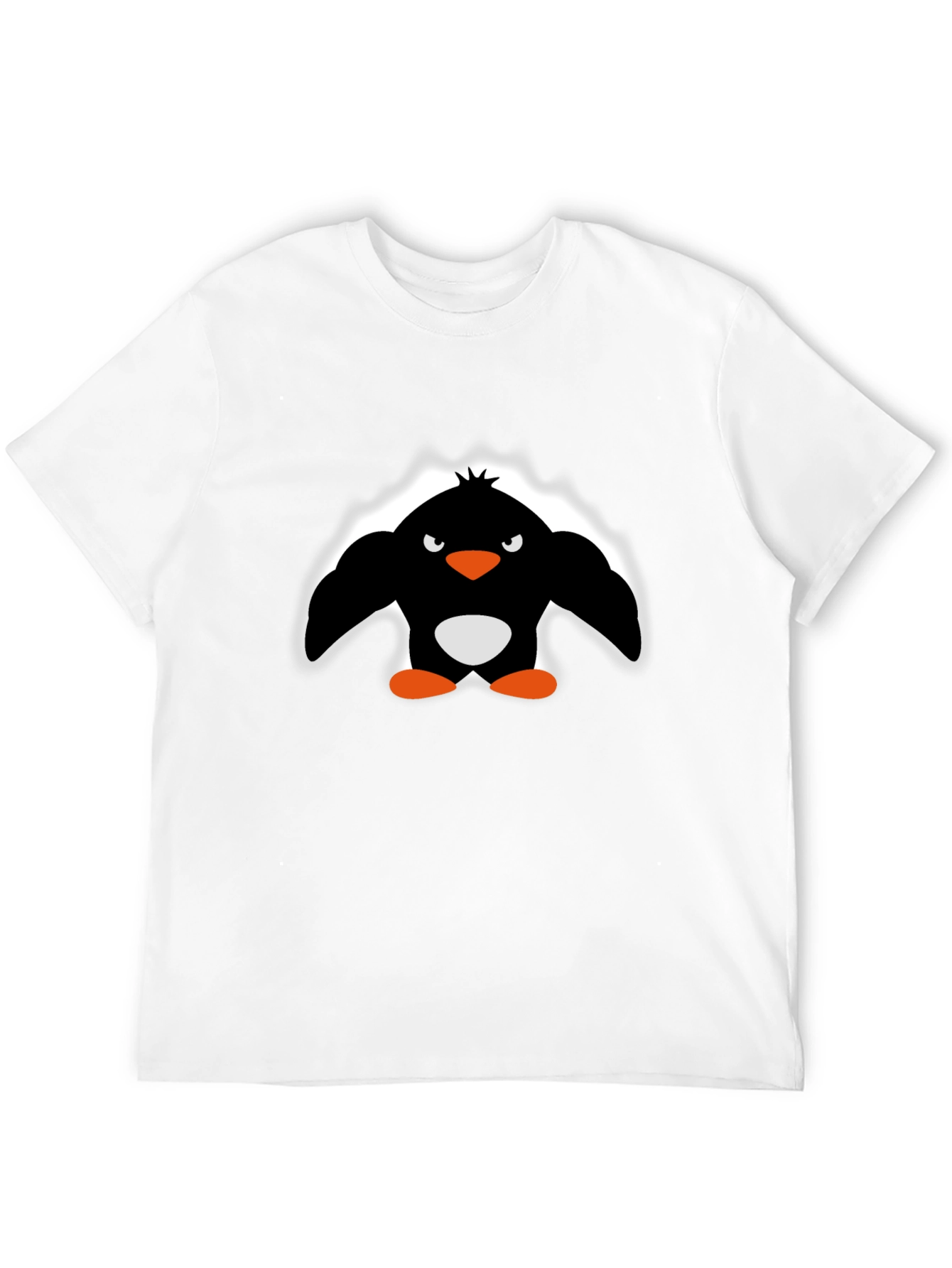 Angry Penguin Graphic Print Black T-Shirt