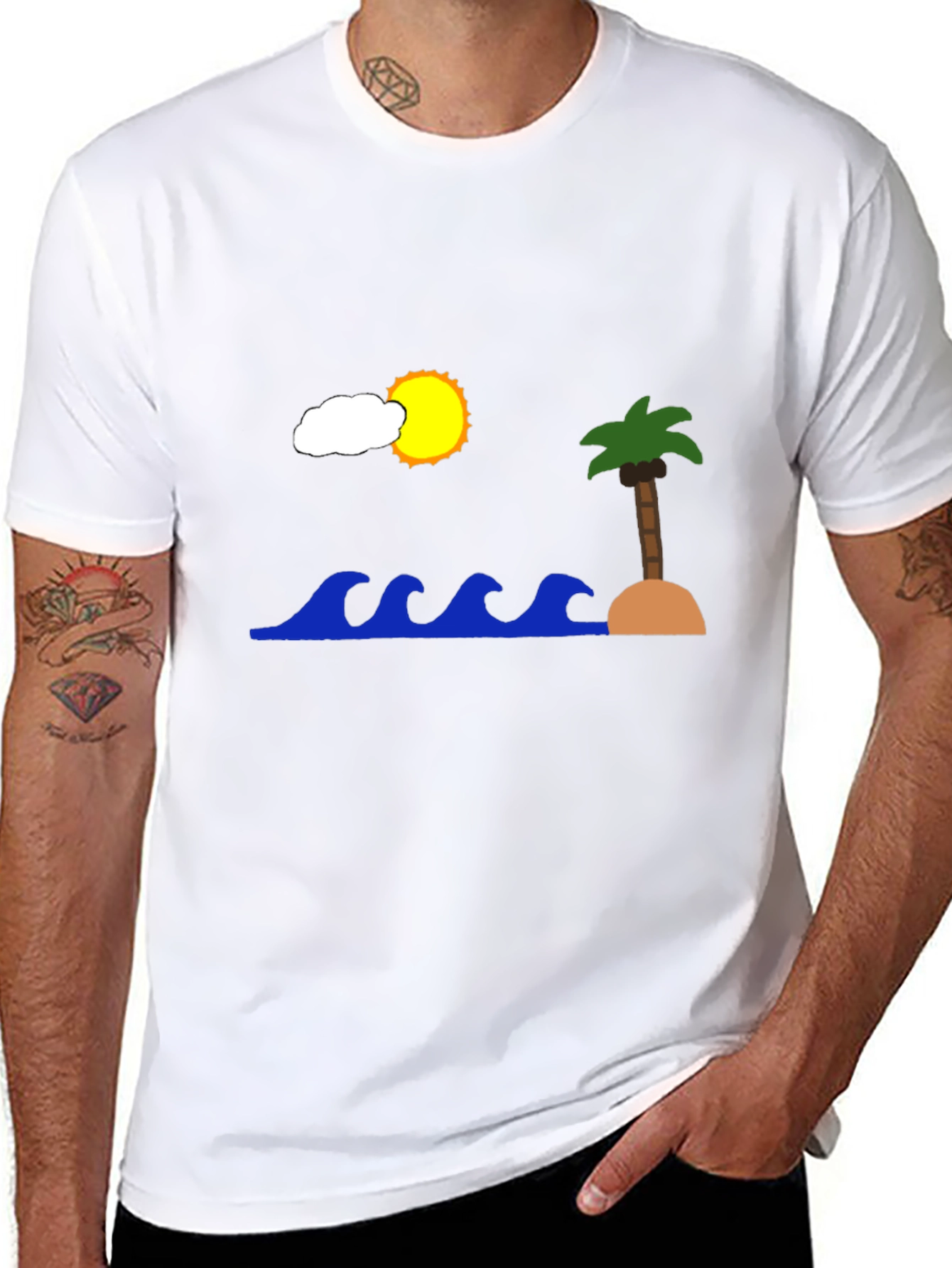 Island Scene Black T-Shirt
