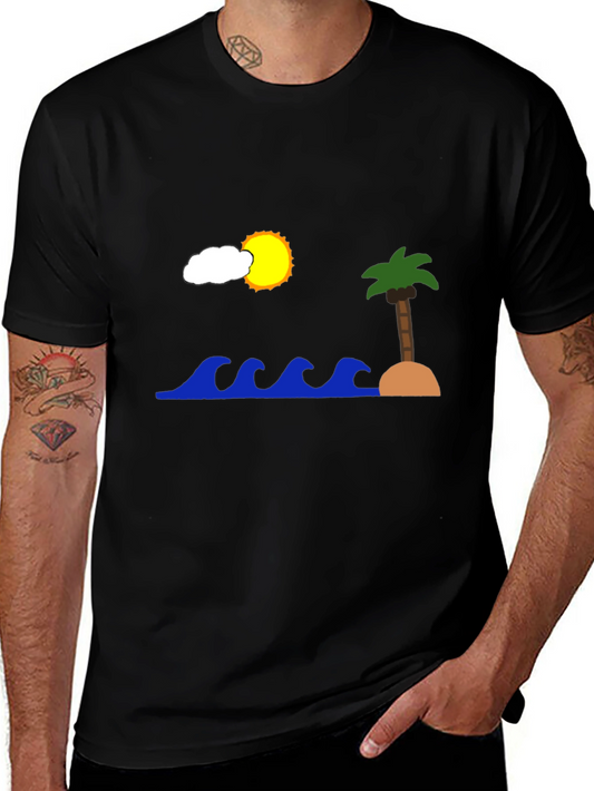 Island Scene Black T-Shirt