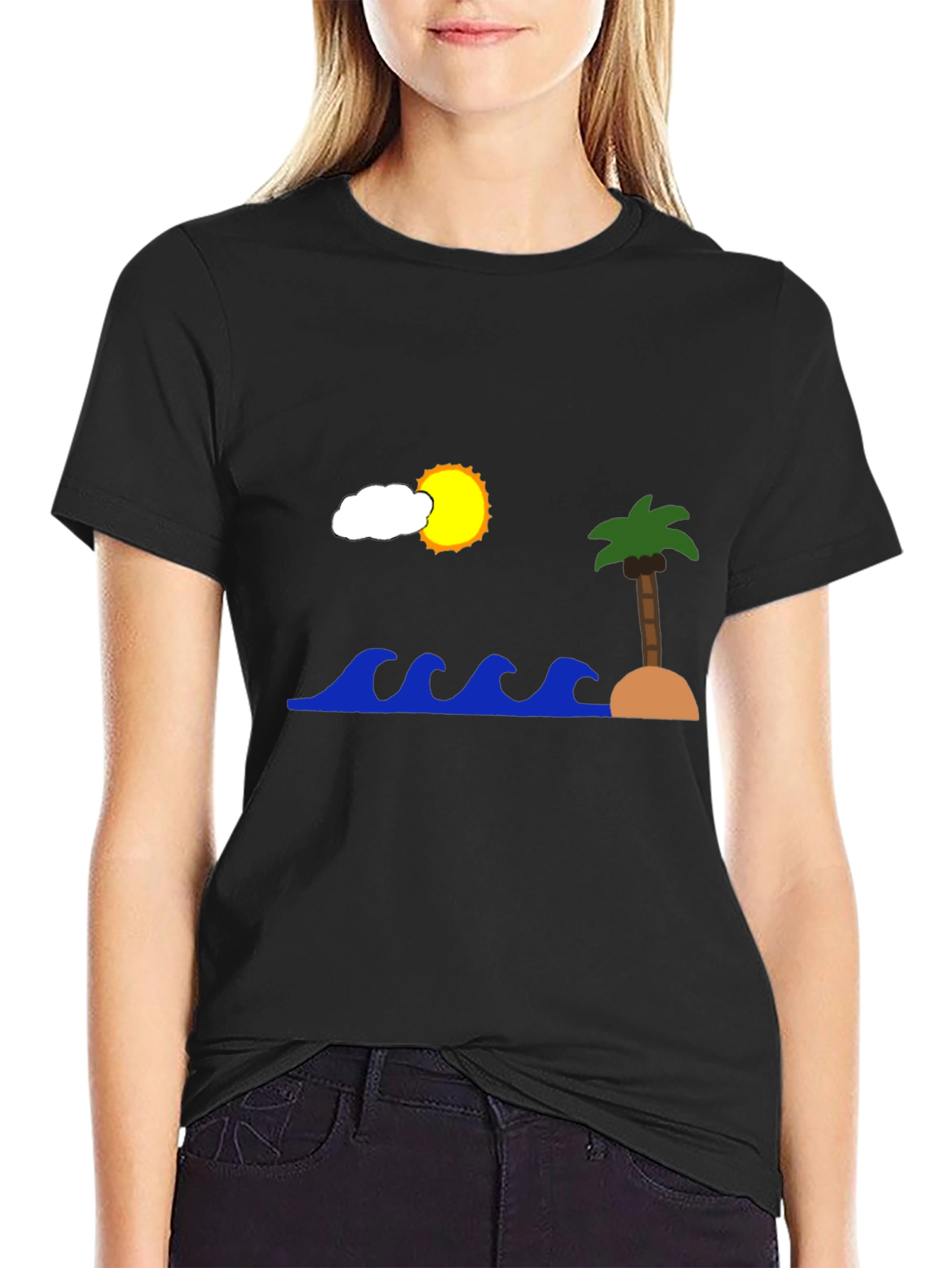 Island Scene Black T-Shirt