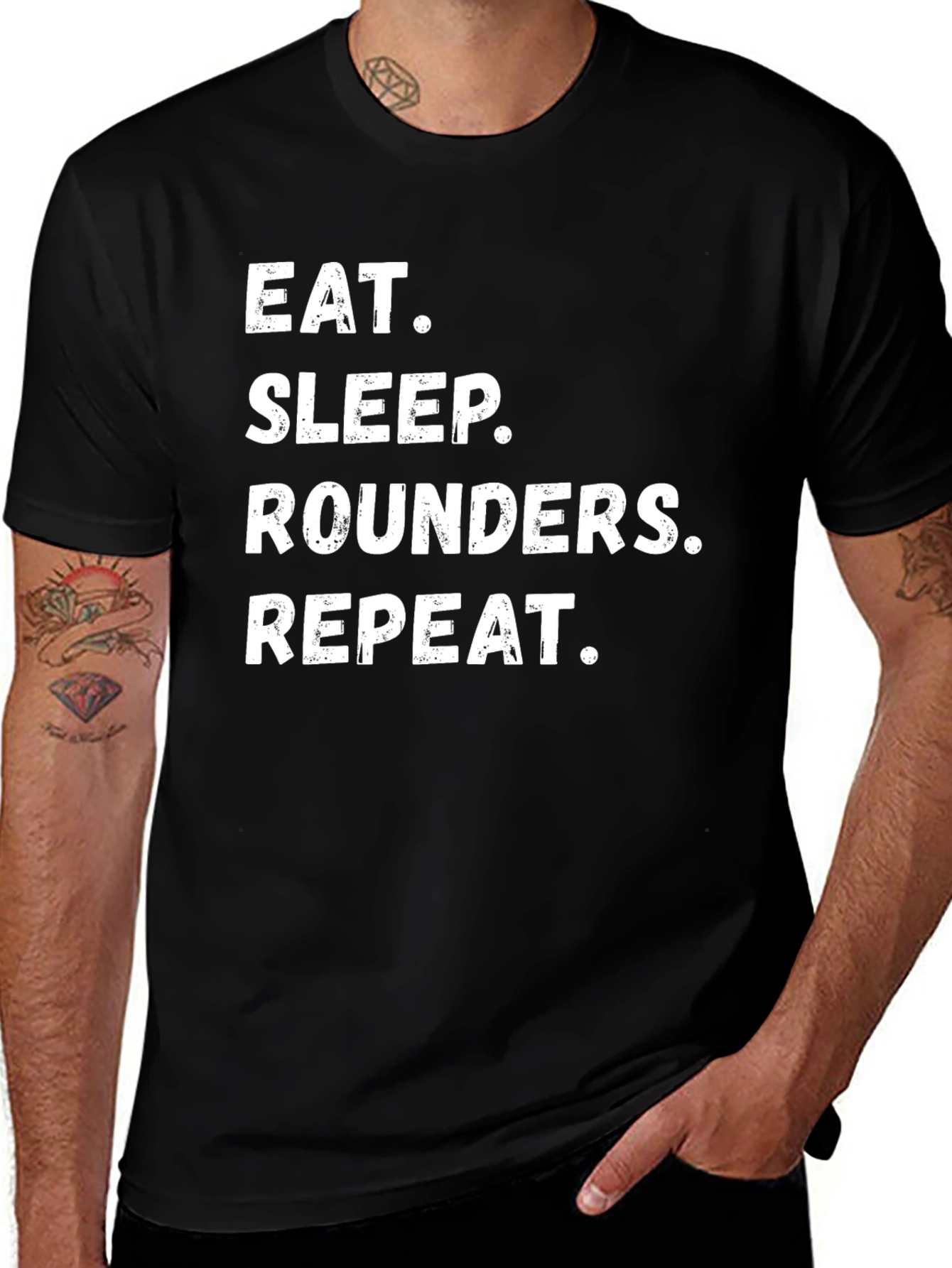 Eat Sleep Rounders Repeat Black T-Shirt