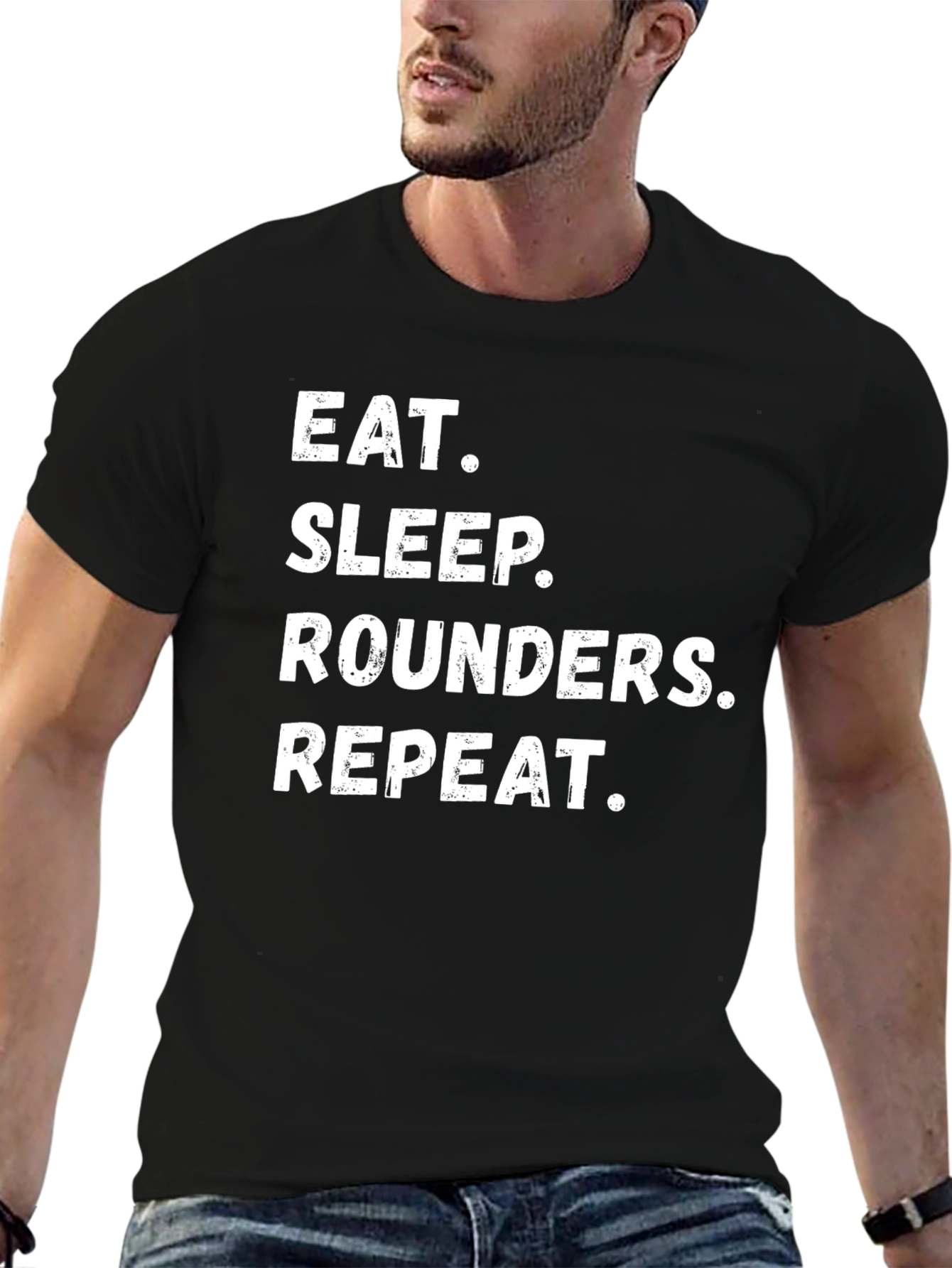 Eat Sleep Rounders Repeat Black T-Shirt