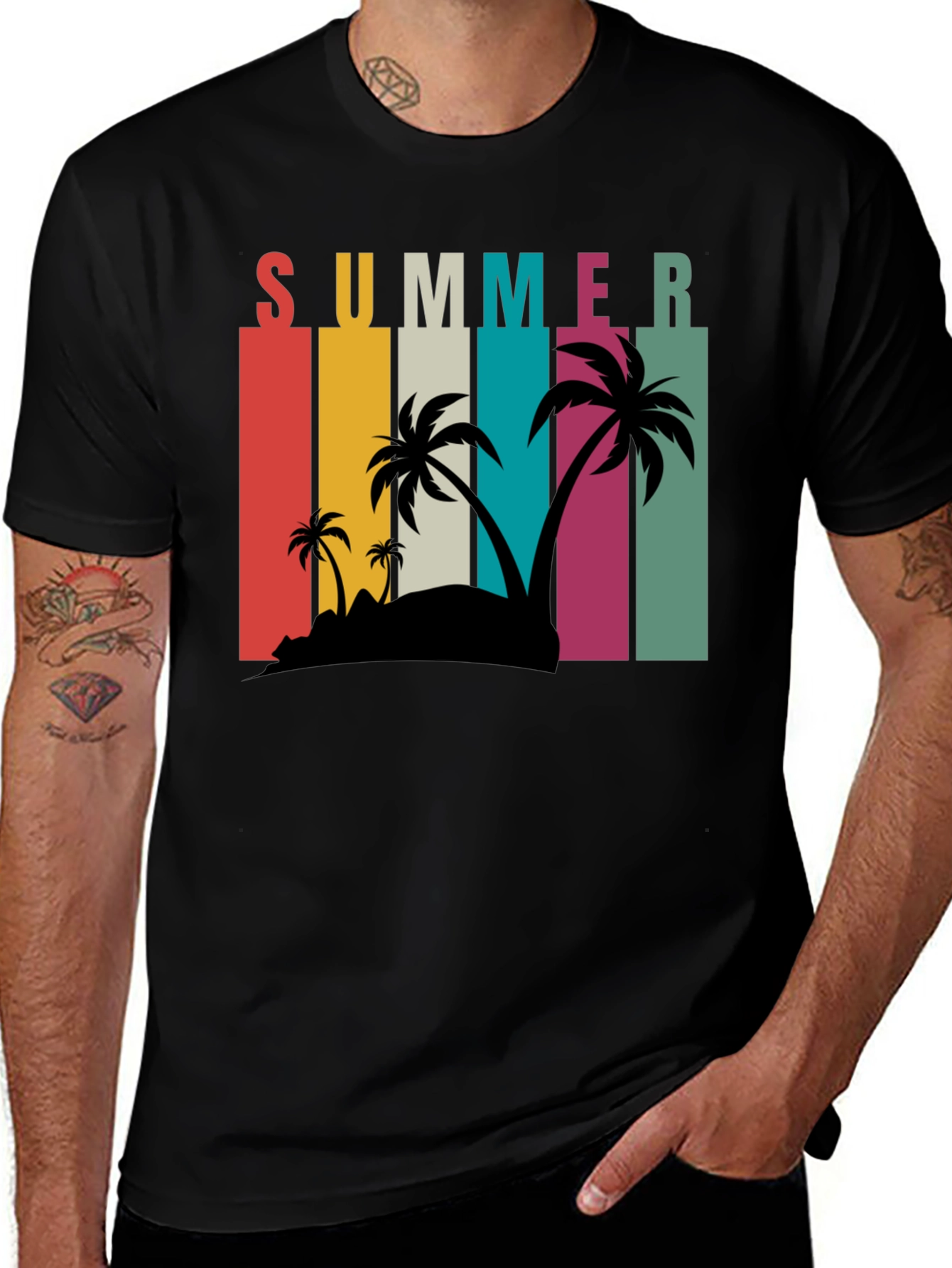 Summer Palm T-Shirt - Retro Beach Design