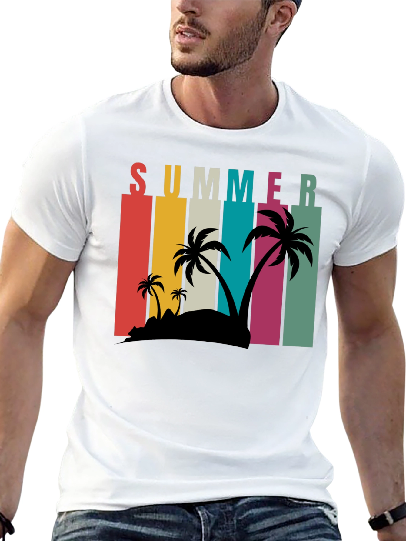 Summer Palm T-Shirt - Retro Beach Design