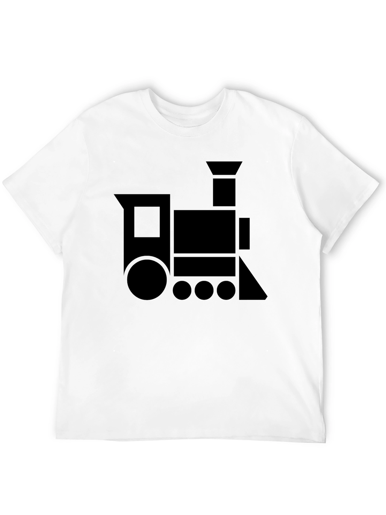Geometric Train Graphic Tee - Black Cotton Blend