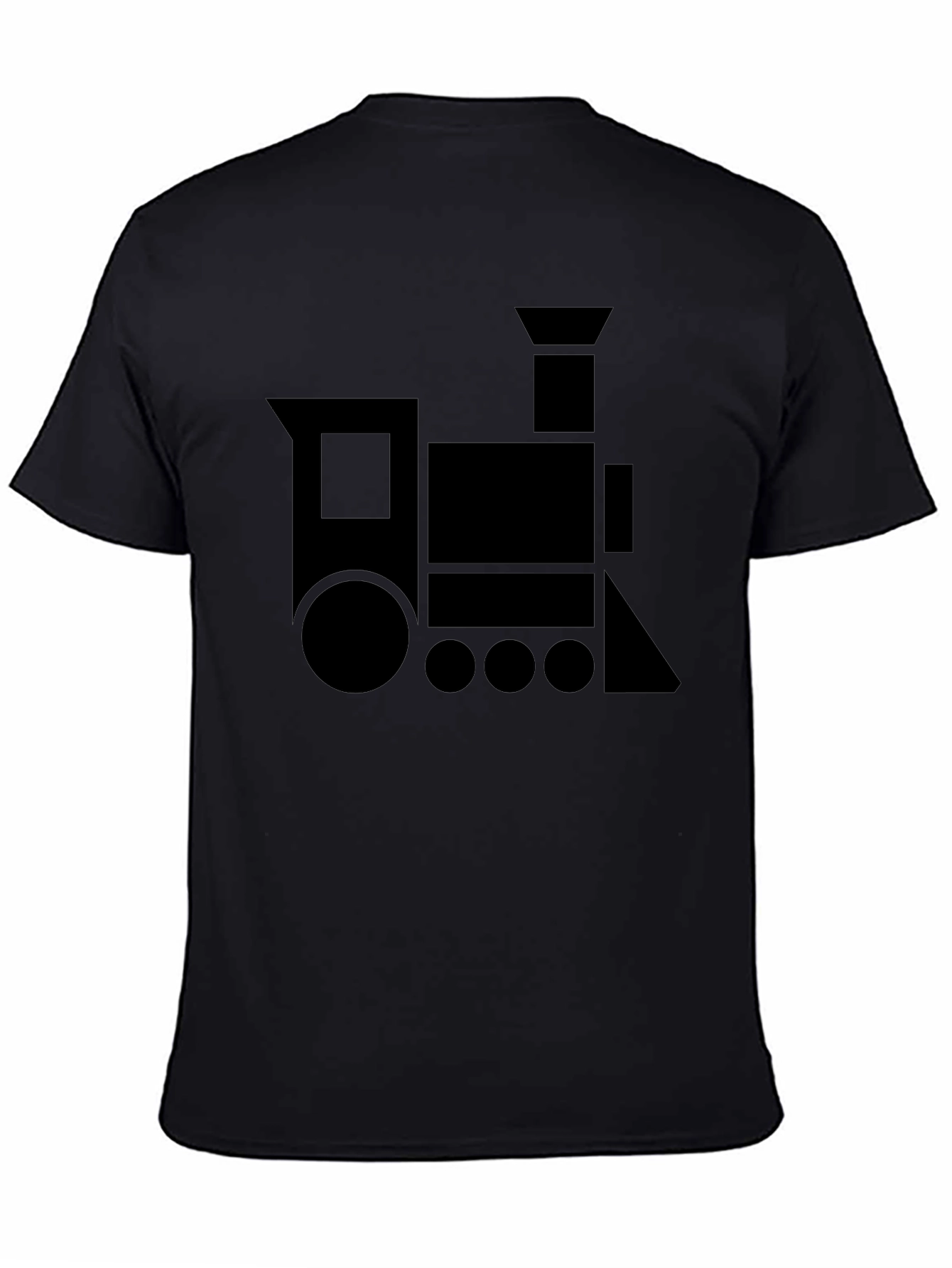Geometric Train Graphic Tee - Black Cotton Blend