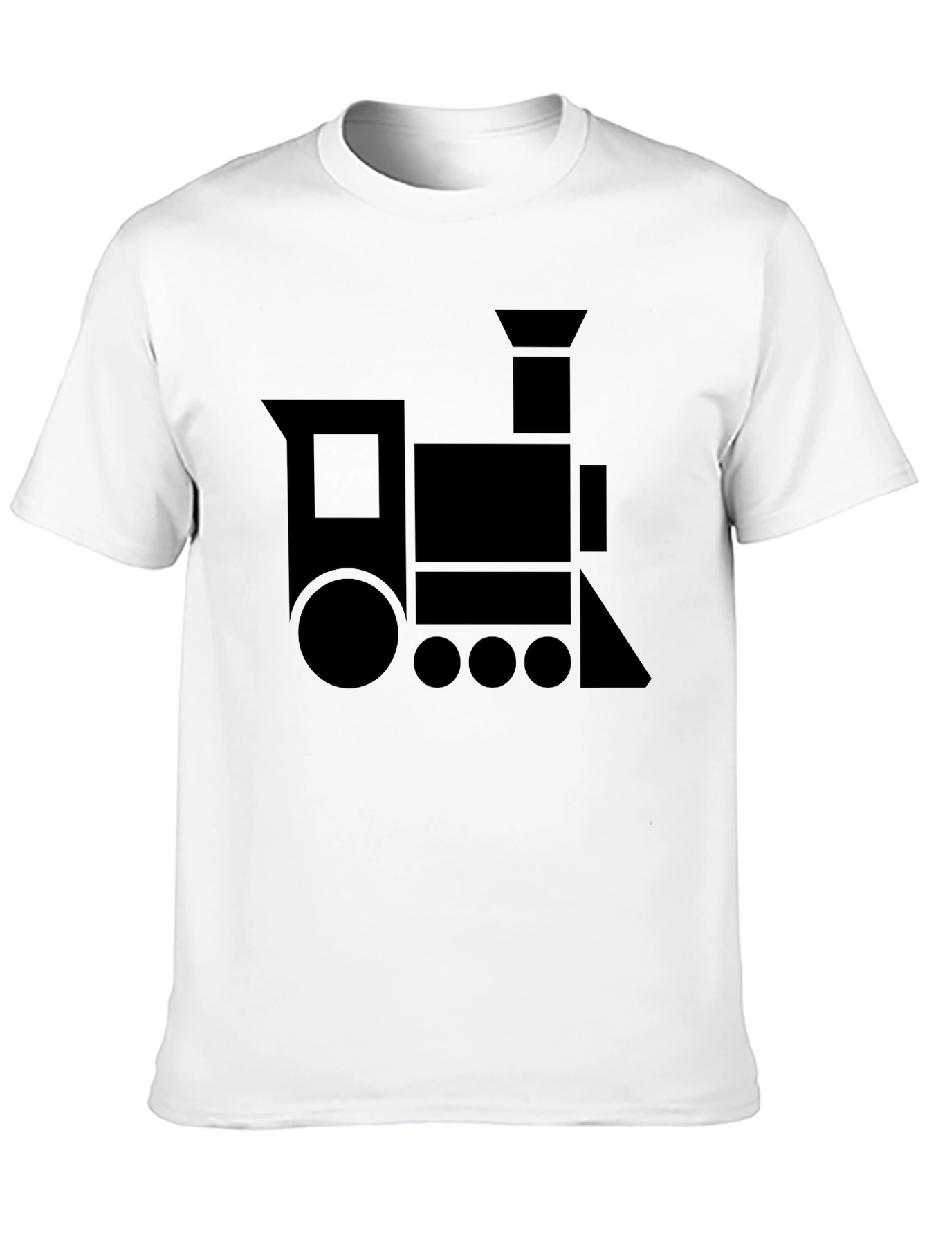 Geometric Train Graphic Tee - Black Cotton Blend