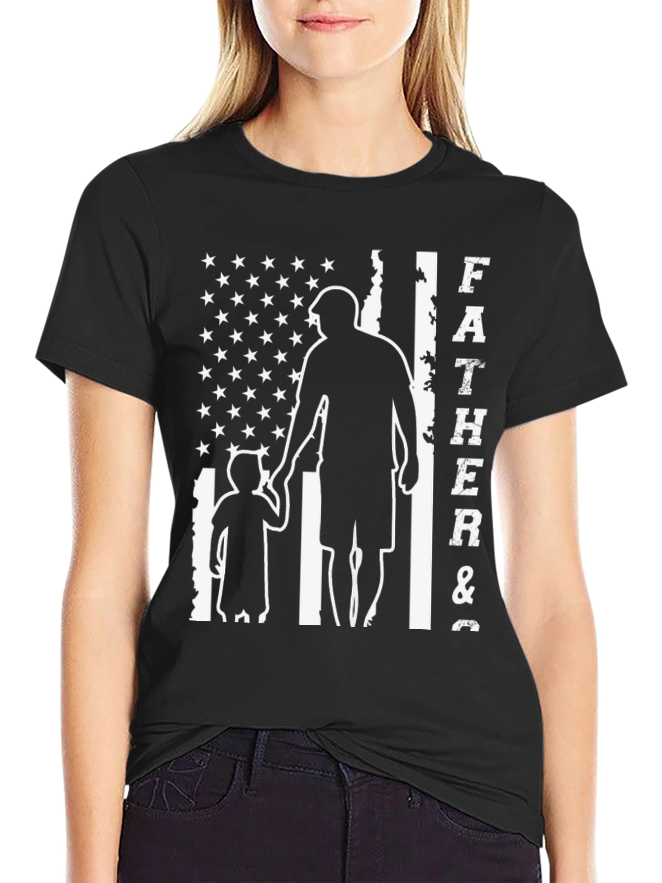 Father & Son American Flag Graphic T-Shirt