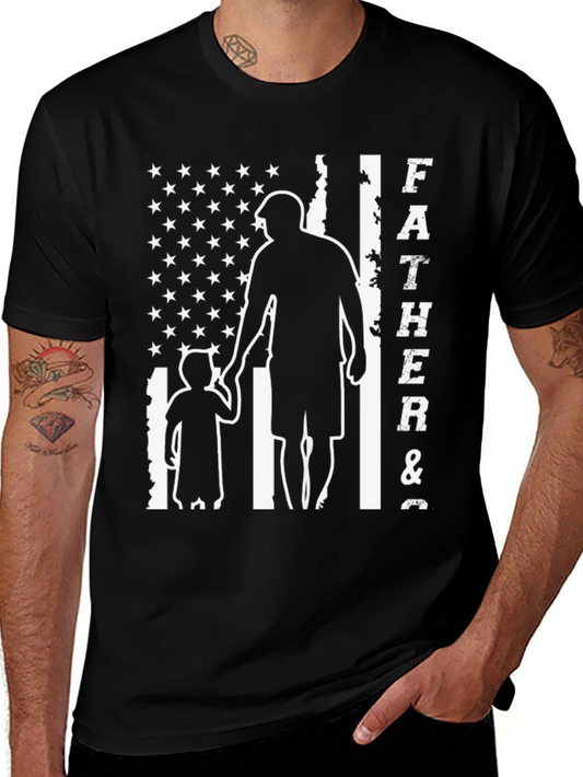 Father & Son American Flag Graphic T-Shirt