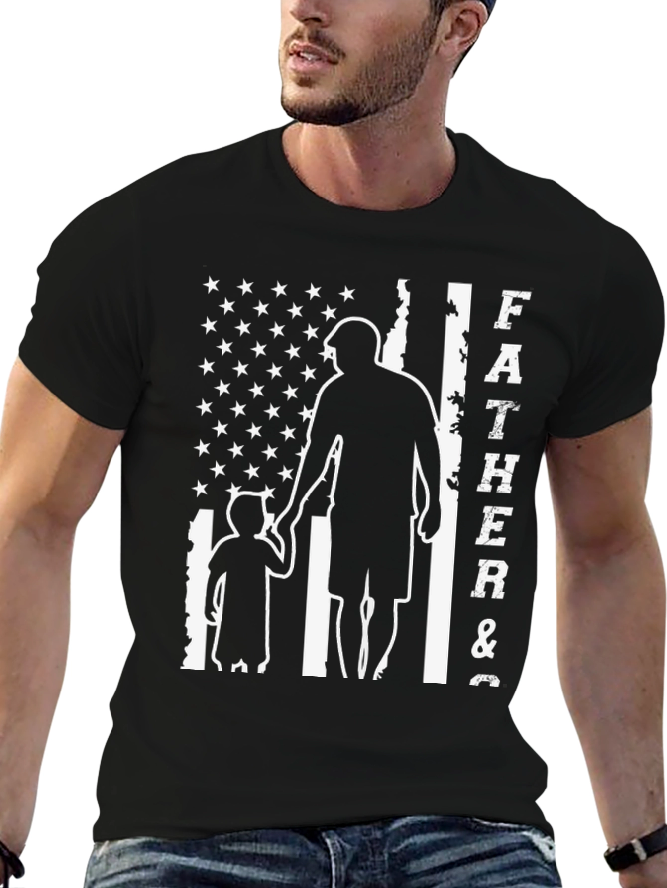Father & Son American Flag Graphic T-Shirt