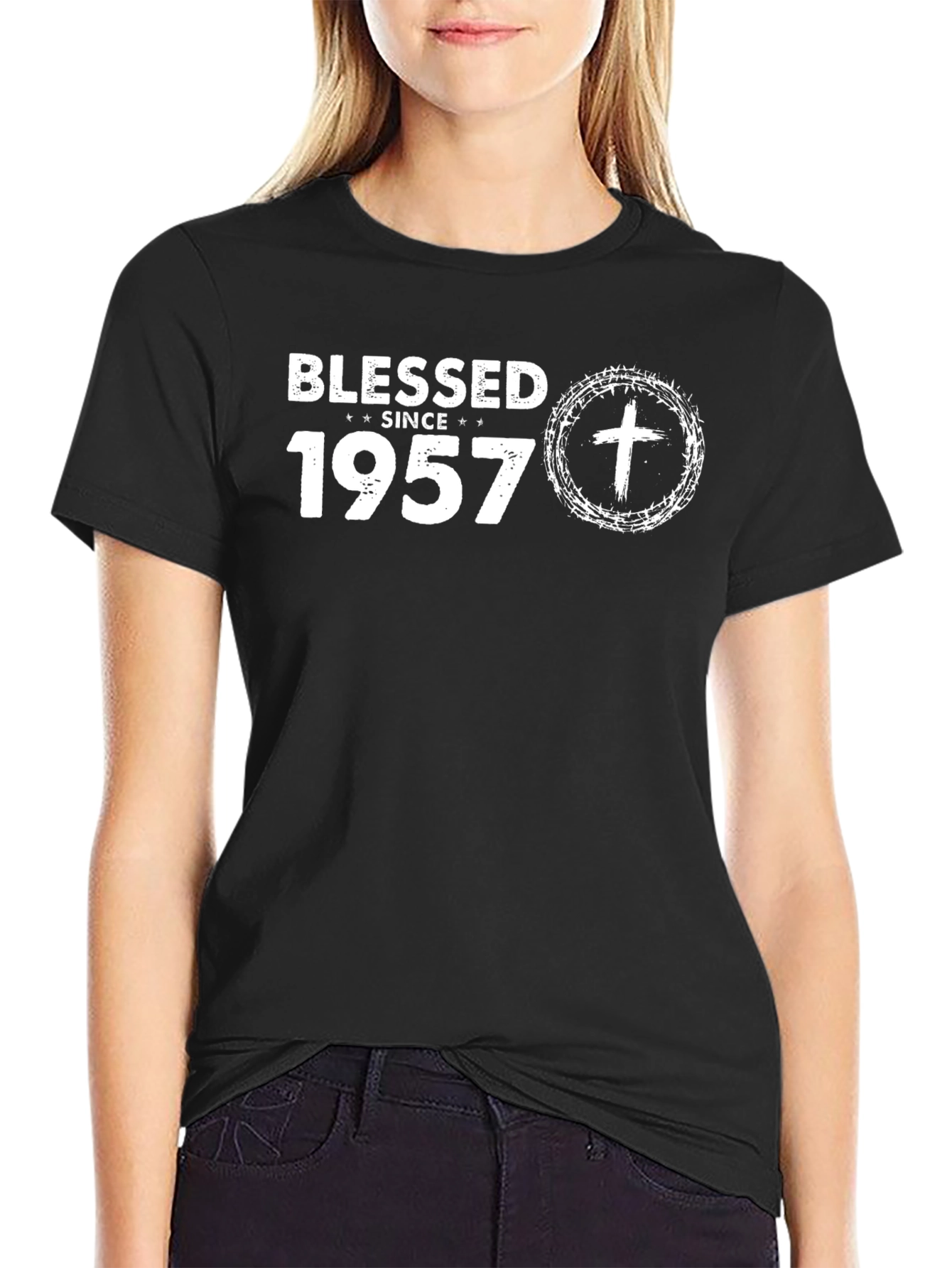 Blessed Since 1957 Black T-Shirt