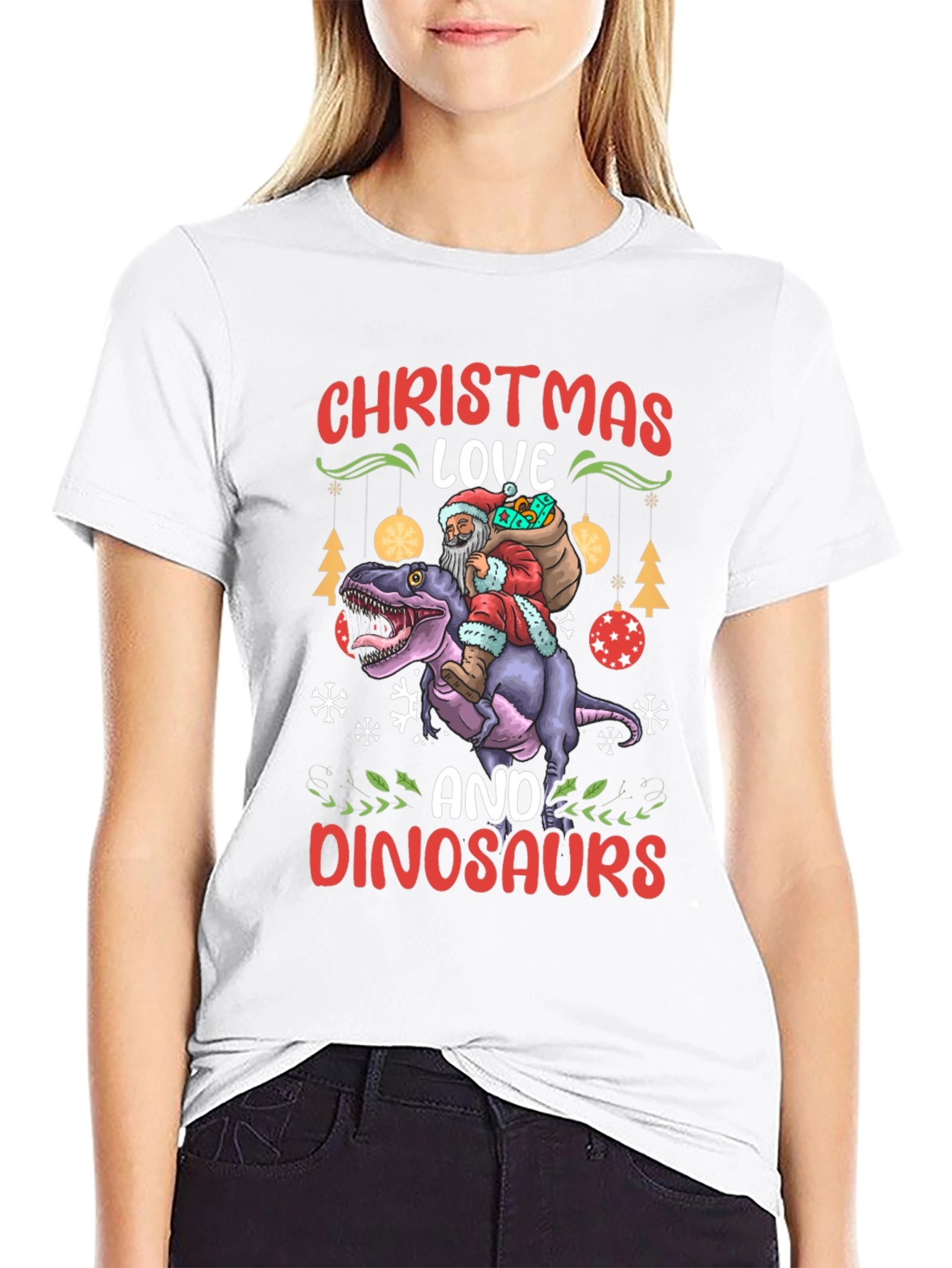 Christmas Dinosaur Santa T-Shirt