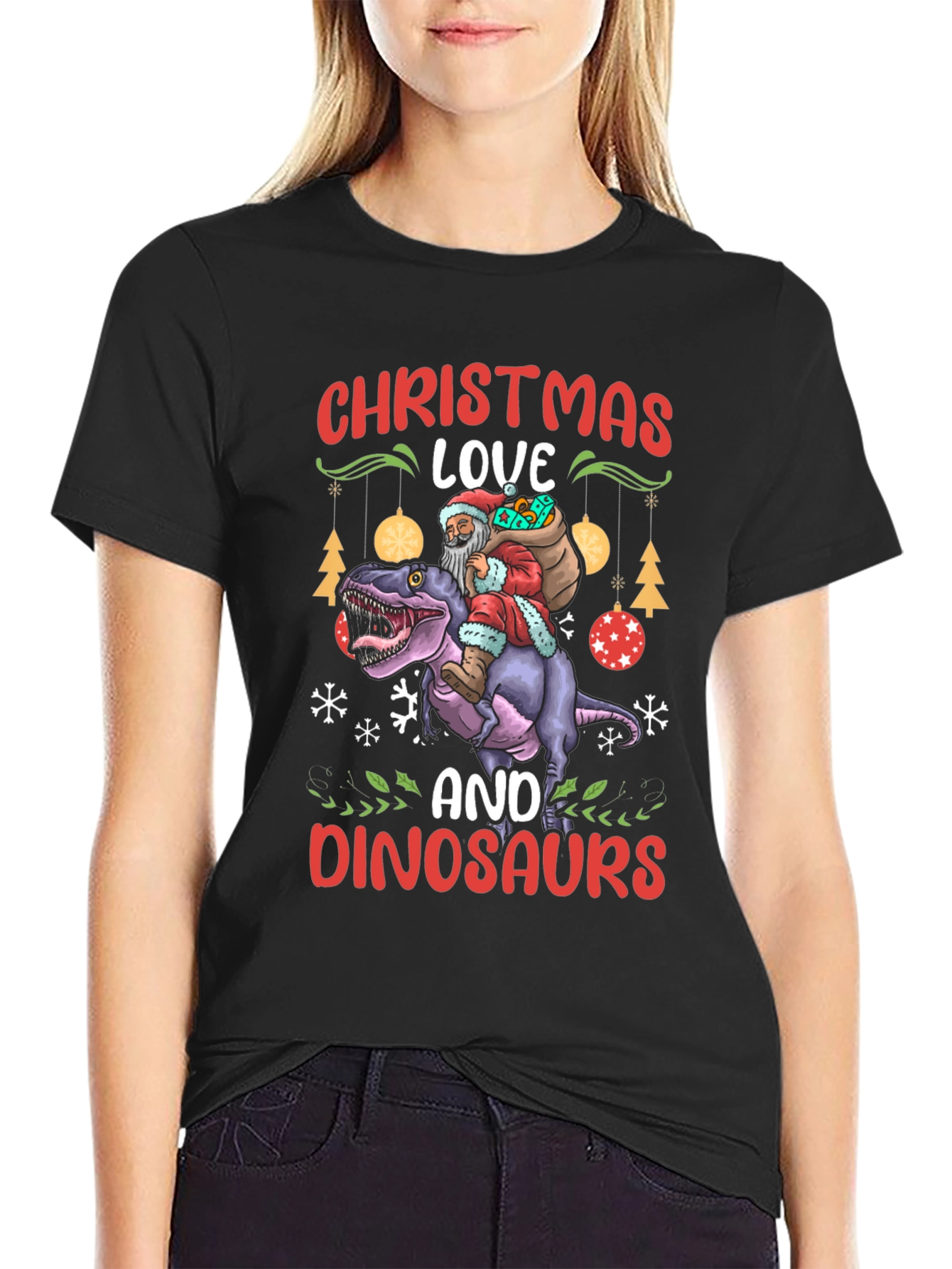 Christmas Dinosaur Santa T-Shirt