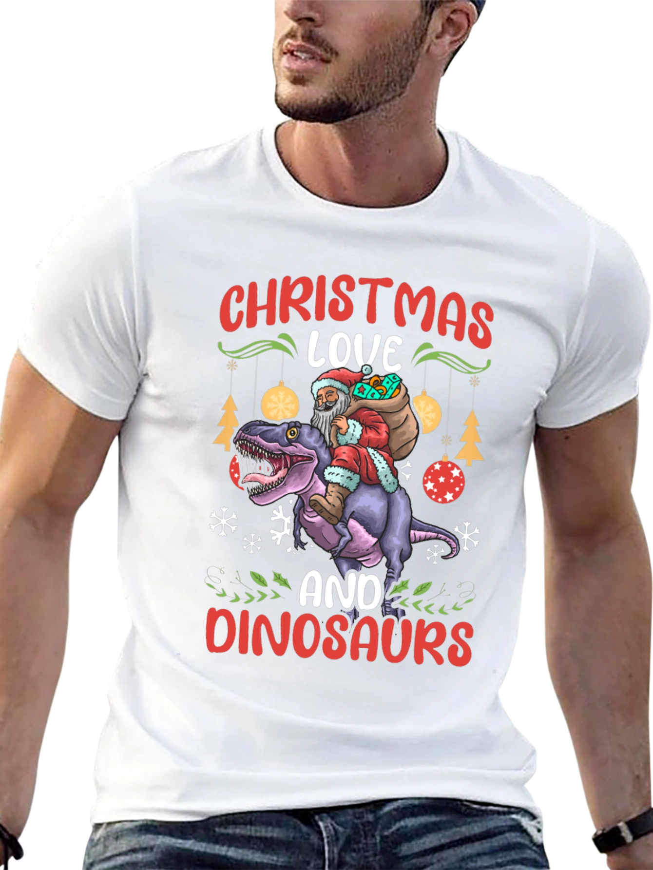 Christmas Dinosaur Santa T-Shirt