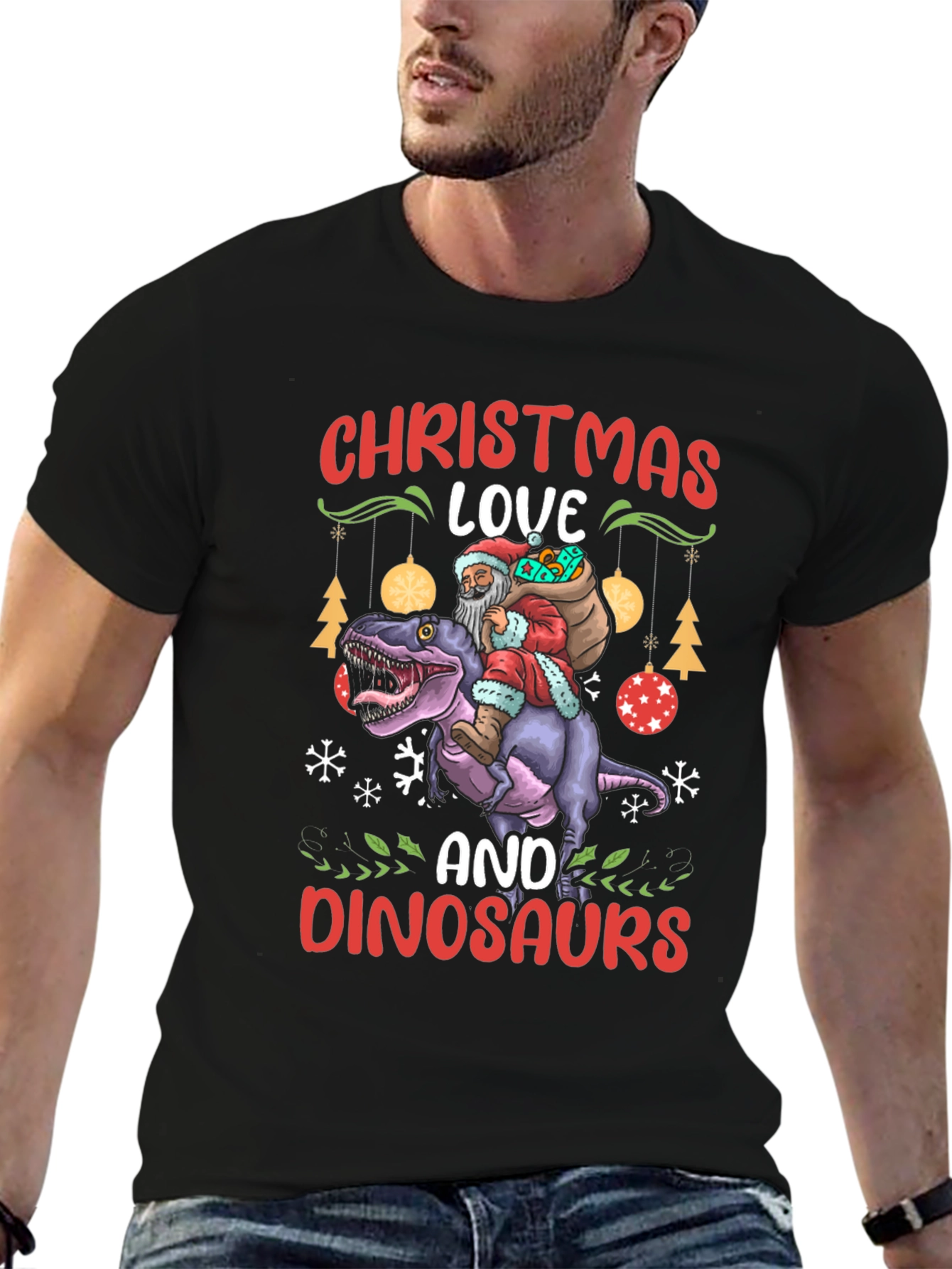 Christmas Dinosaur Santa T-Shirt