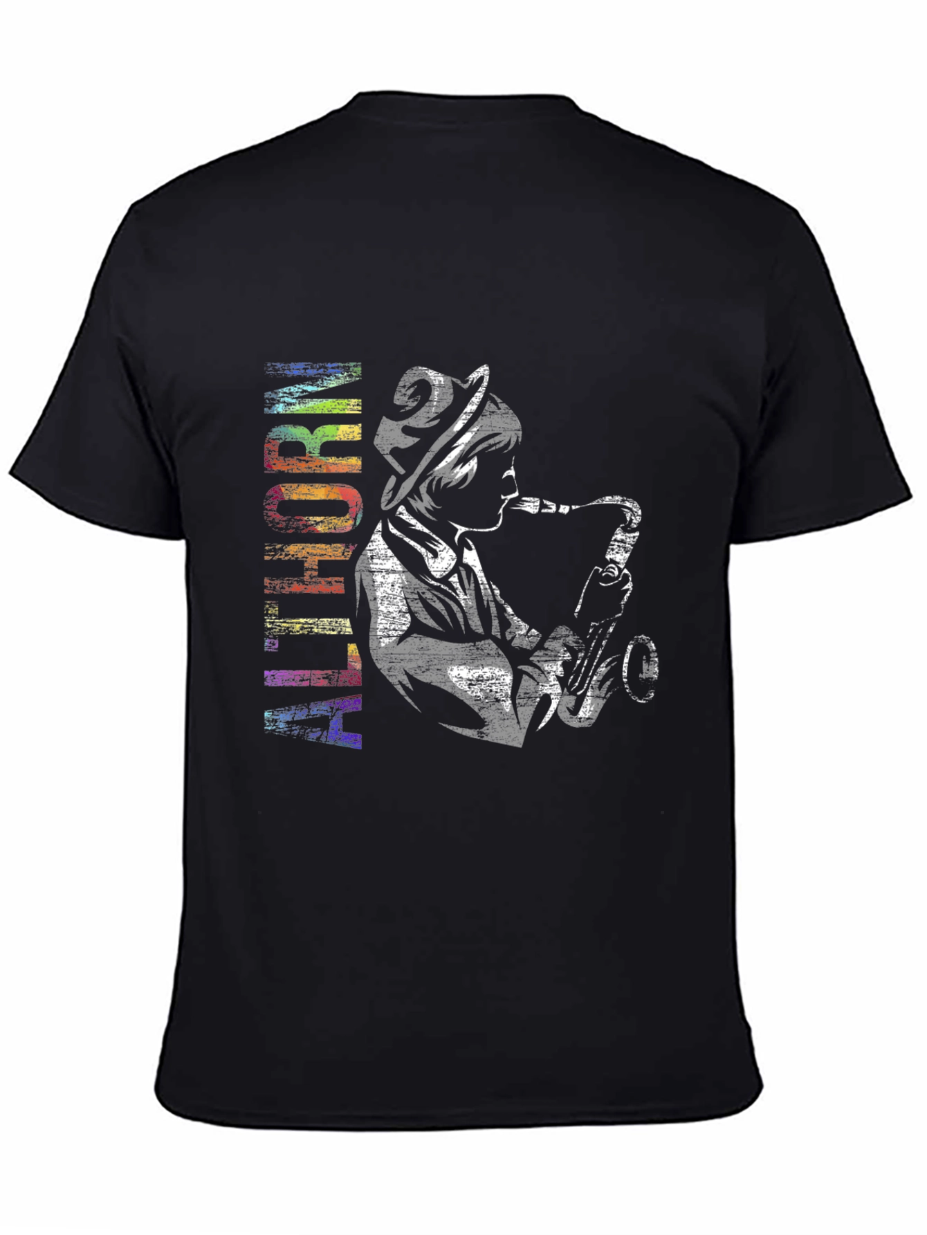 Jazz Musician Graphic Tee - Black Cotton T-Shirt