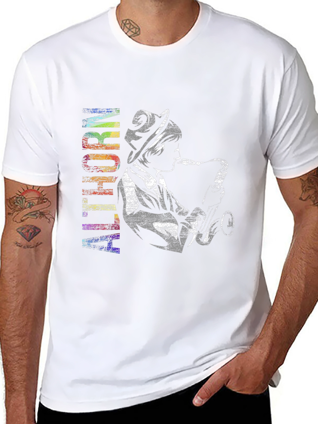 Jazz Musician Graphic Tee - Black Cotton T-Shirt