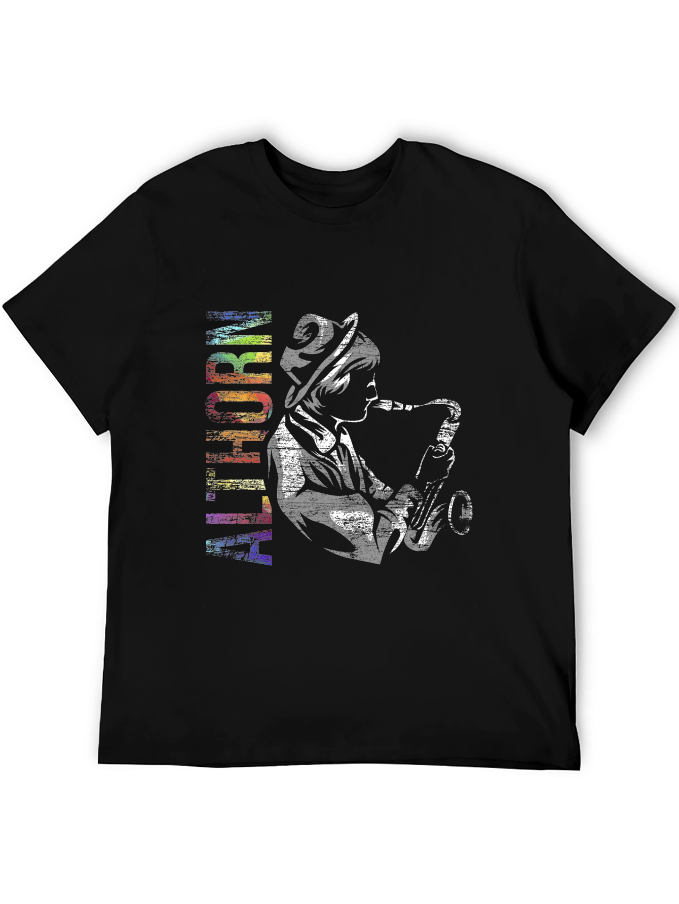 Jazz Musician Graphic Tee - Black Cotton T-Shirt